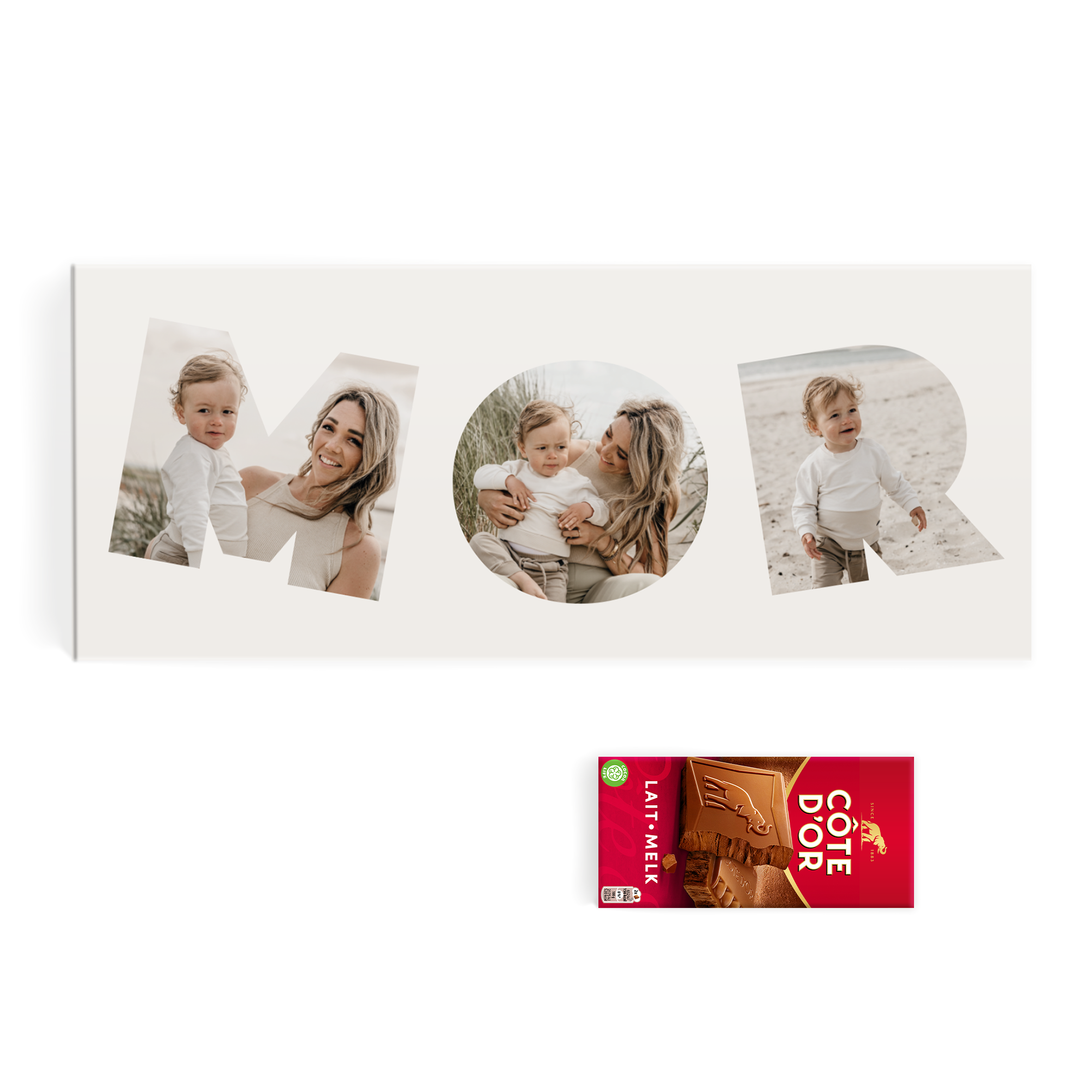 Mega Côte d'Or chokolade med "MOR" fotocollage, personliggjort med dine billeder
