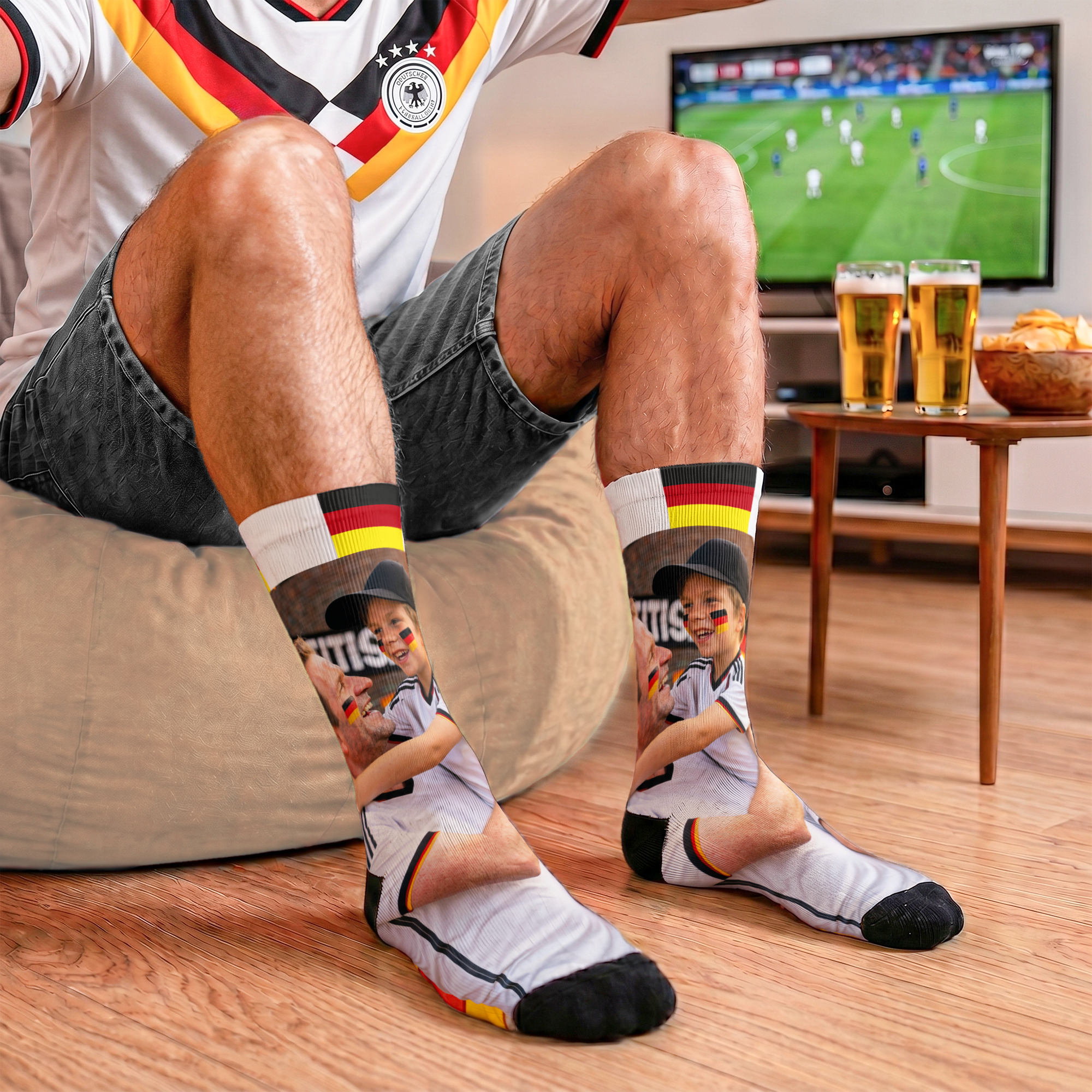 Fußballfan-Socken mit Bild