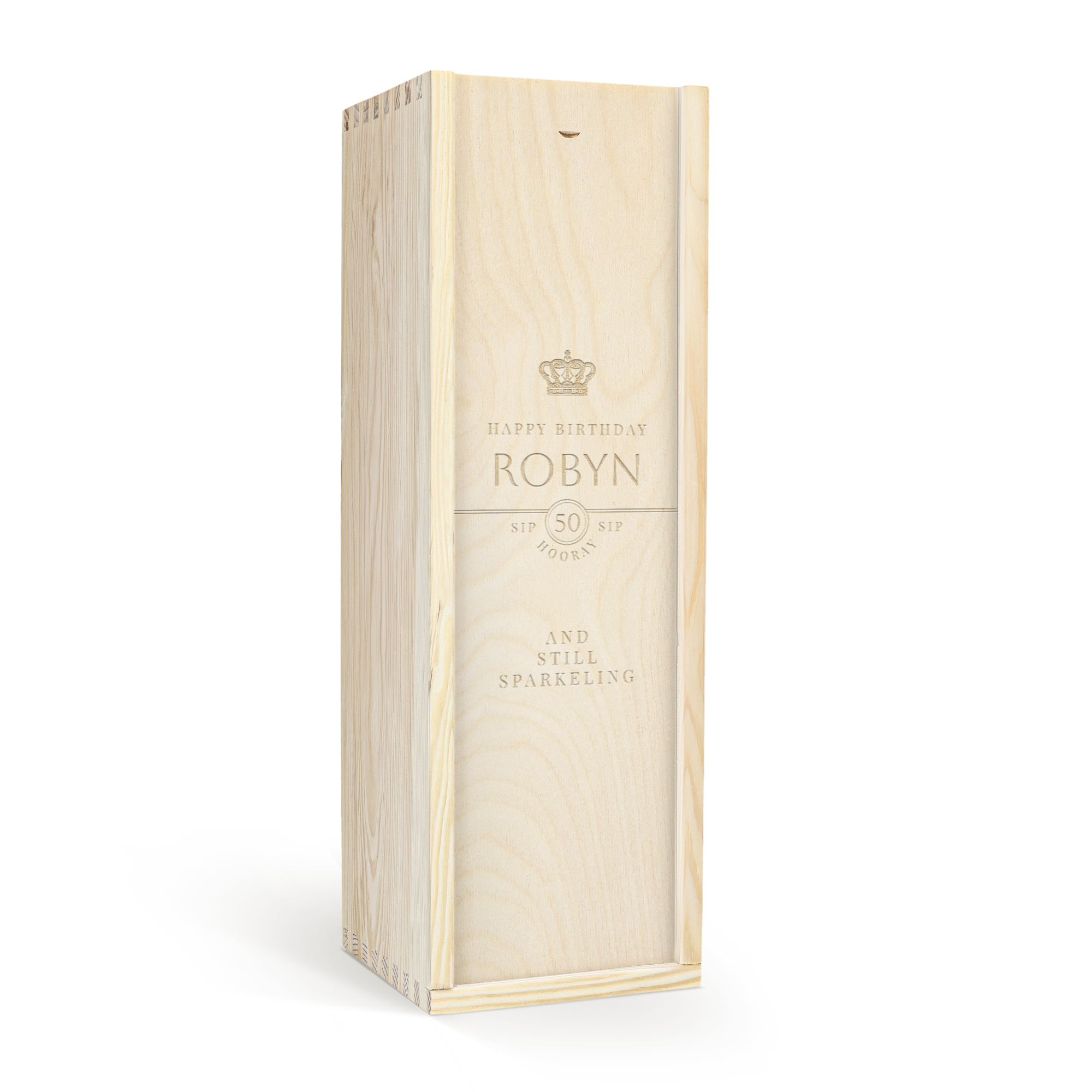 René Schloesser champagne in an engraved wooden gift case, personalized with 