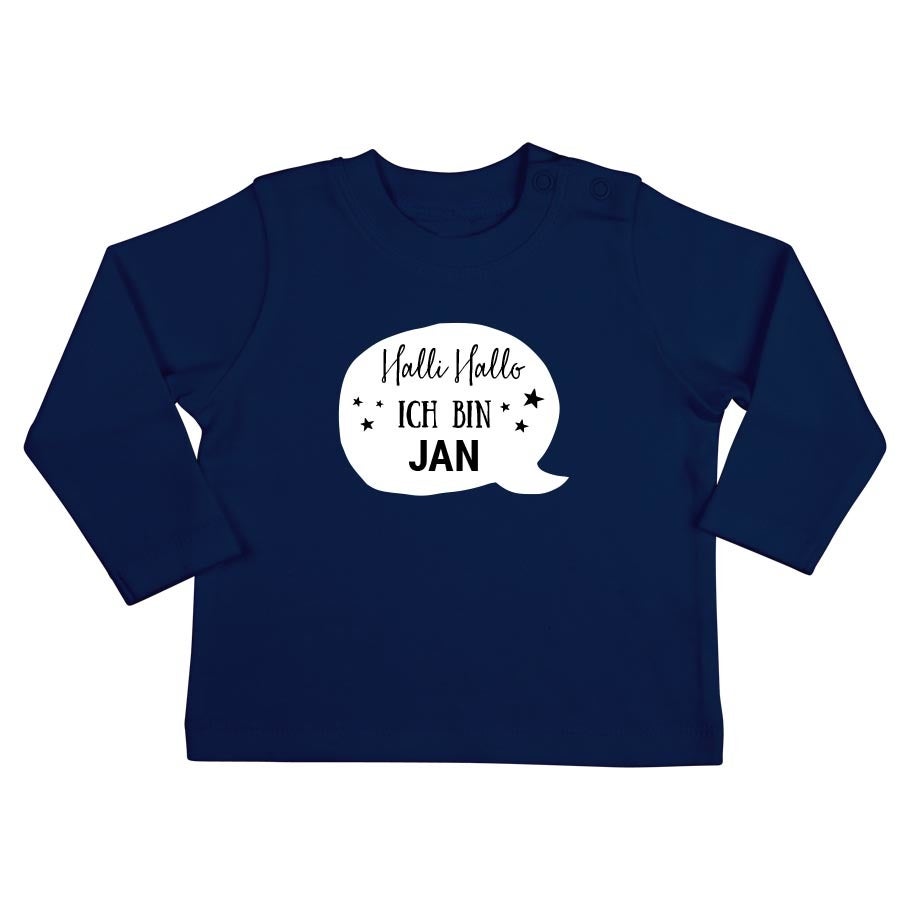 Baby Langarmshirt bedrucken Dunkelblau - 62/68