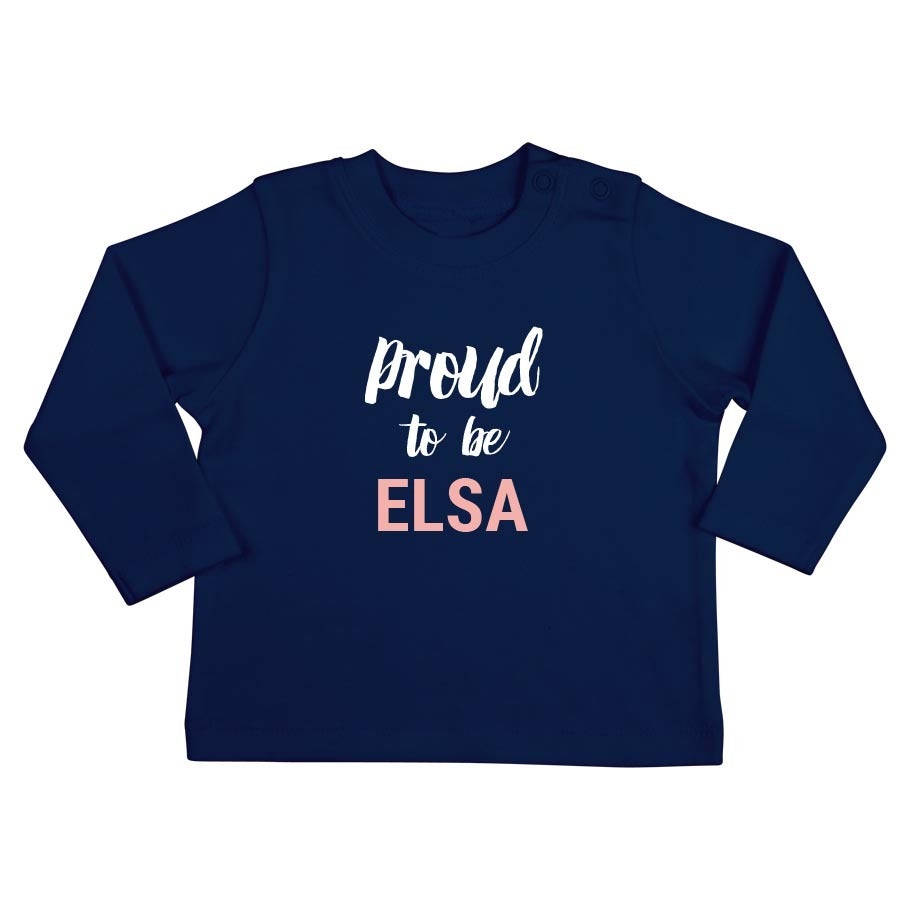 Personalised Baby T-shirt - Long sleeve - Navy - 62/68