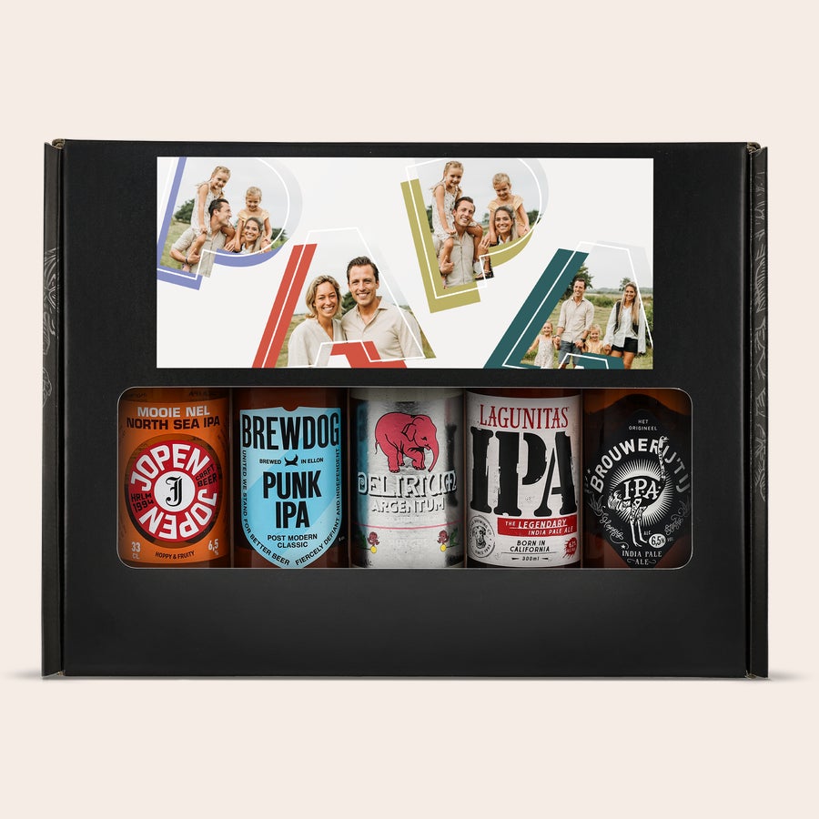 Coffret à bière personnalisé Coffret cadeau de bière personnalisé - Microbrasserie avec vos photos imprimées sur le couvercle.