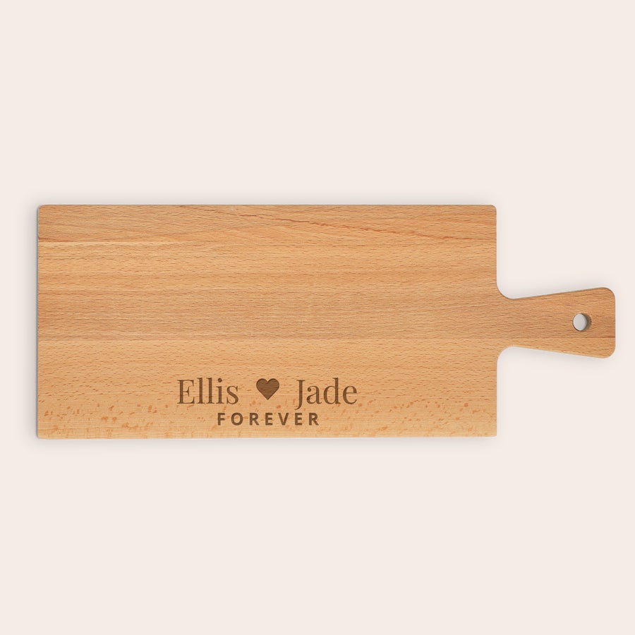 Vgraviran lesen krožnik za serviranje Lesena servirna deska z vgraviranim imenom Ellis in Jade Forever, idealna za postrežbo grižljajev
