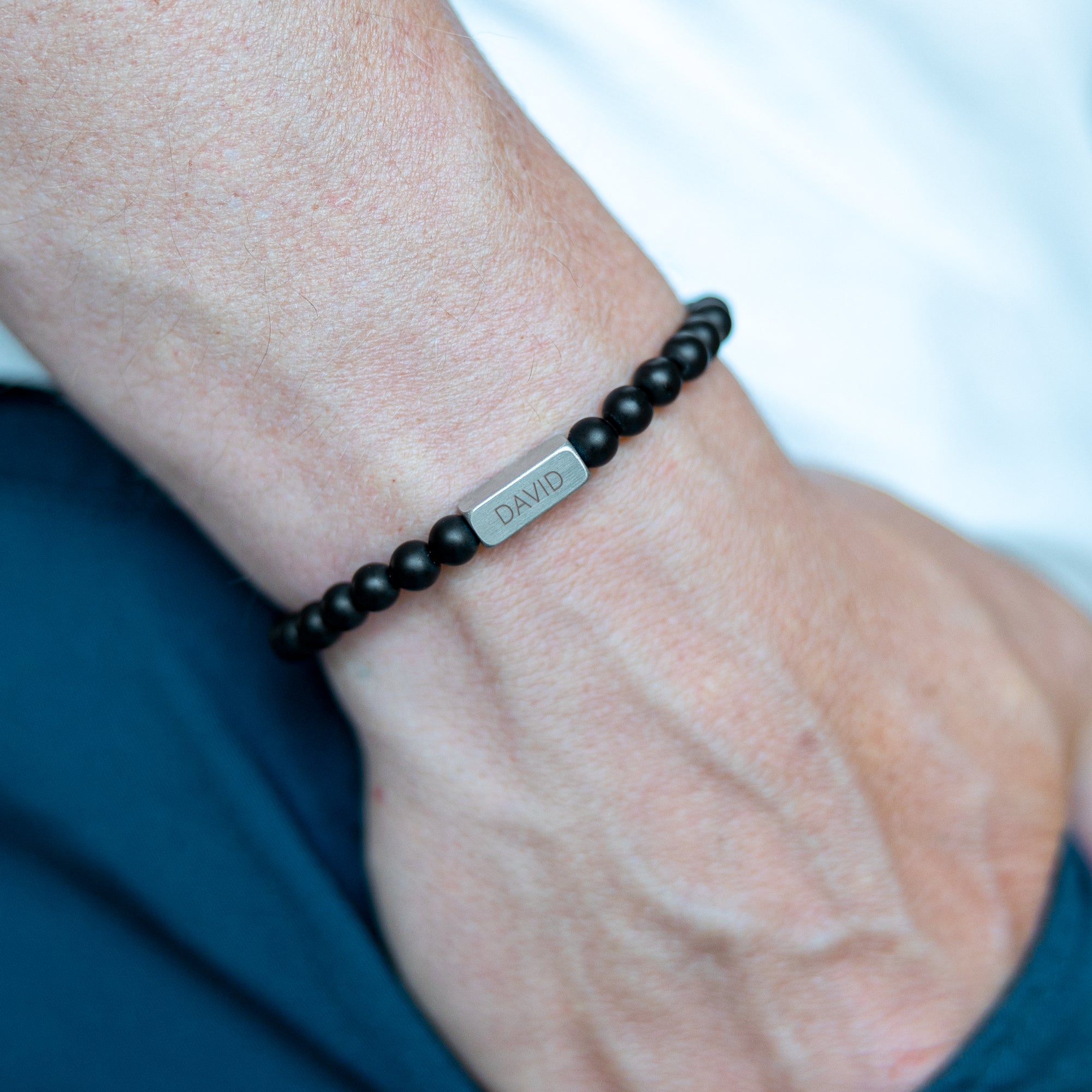 Personalised gemstone bracelet - Black - M