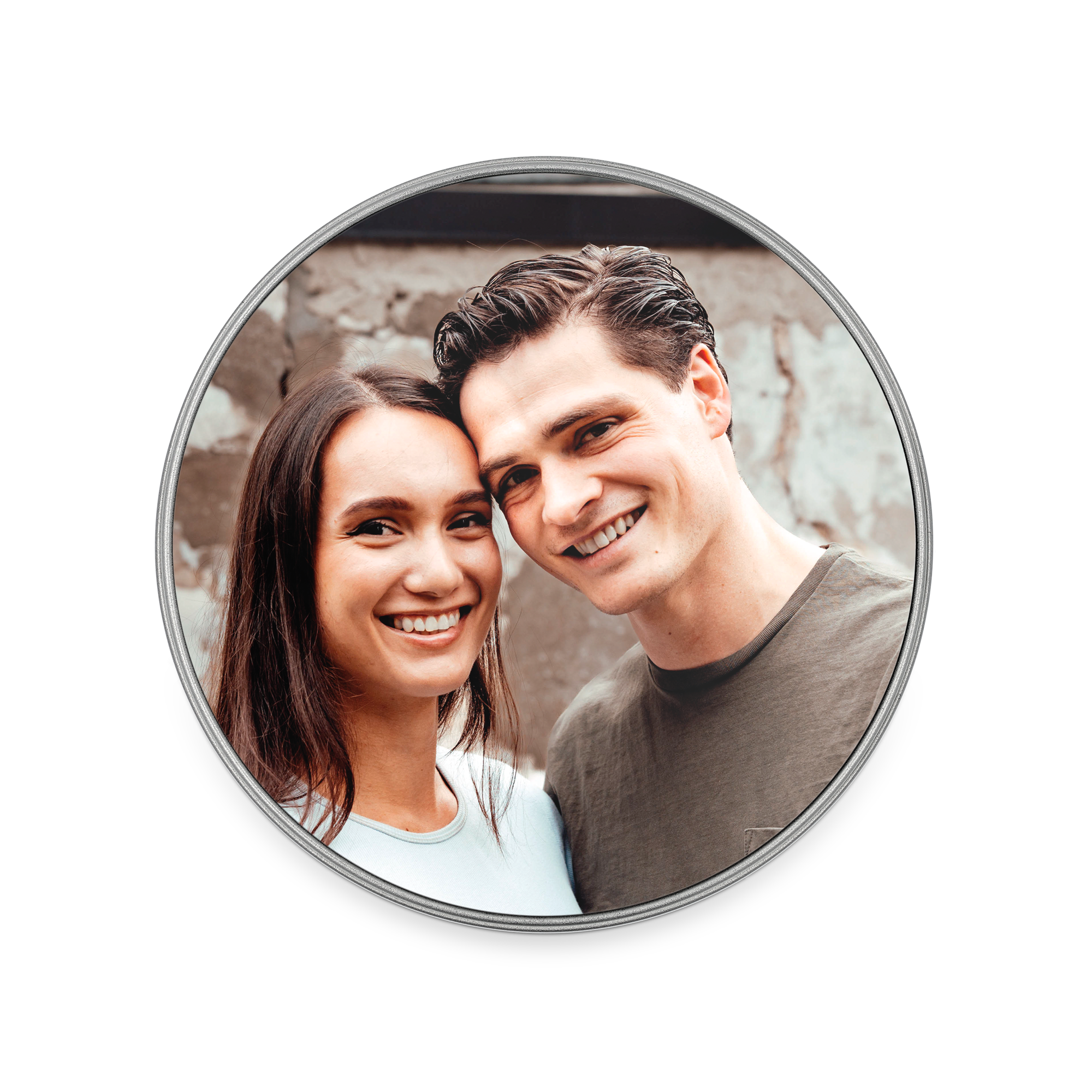 Gift tin with Oreo, printed with a personalized photo of a smiling couple