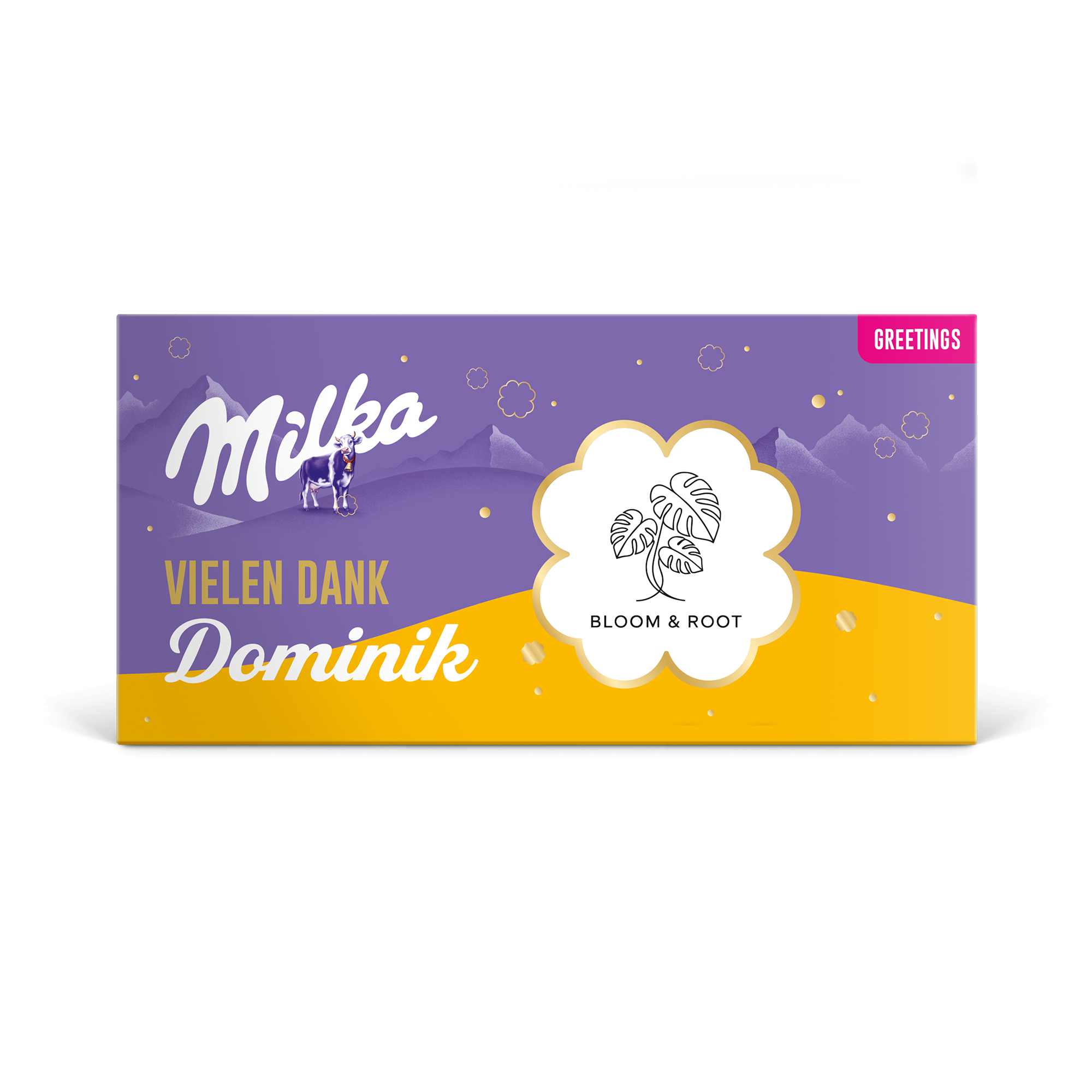 Personalisierte Milka-Schokoladen-Grußkarte