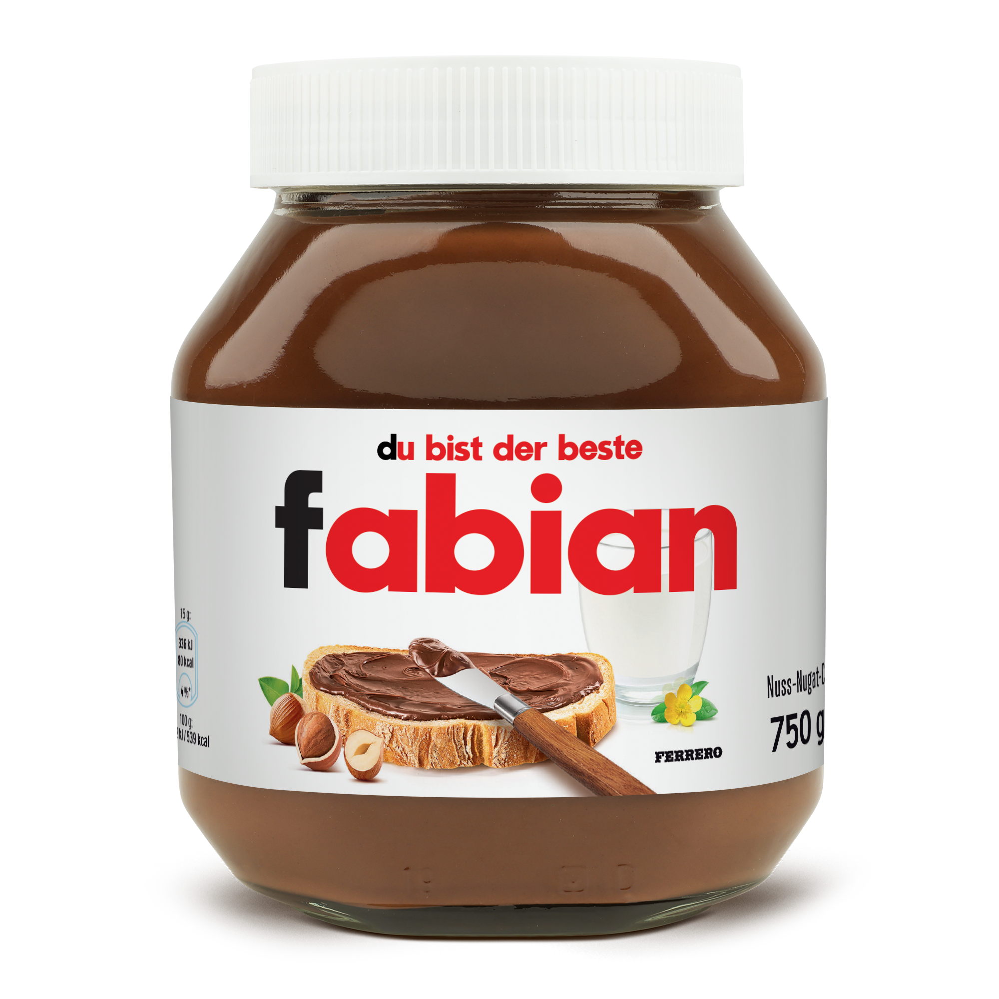 nutella Glas, personalisiert mit dem Namen 