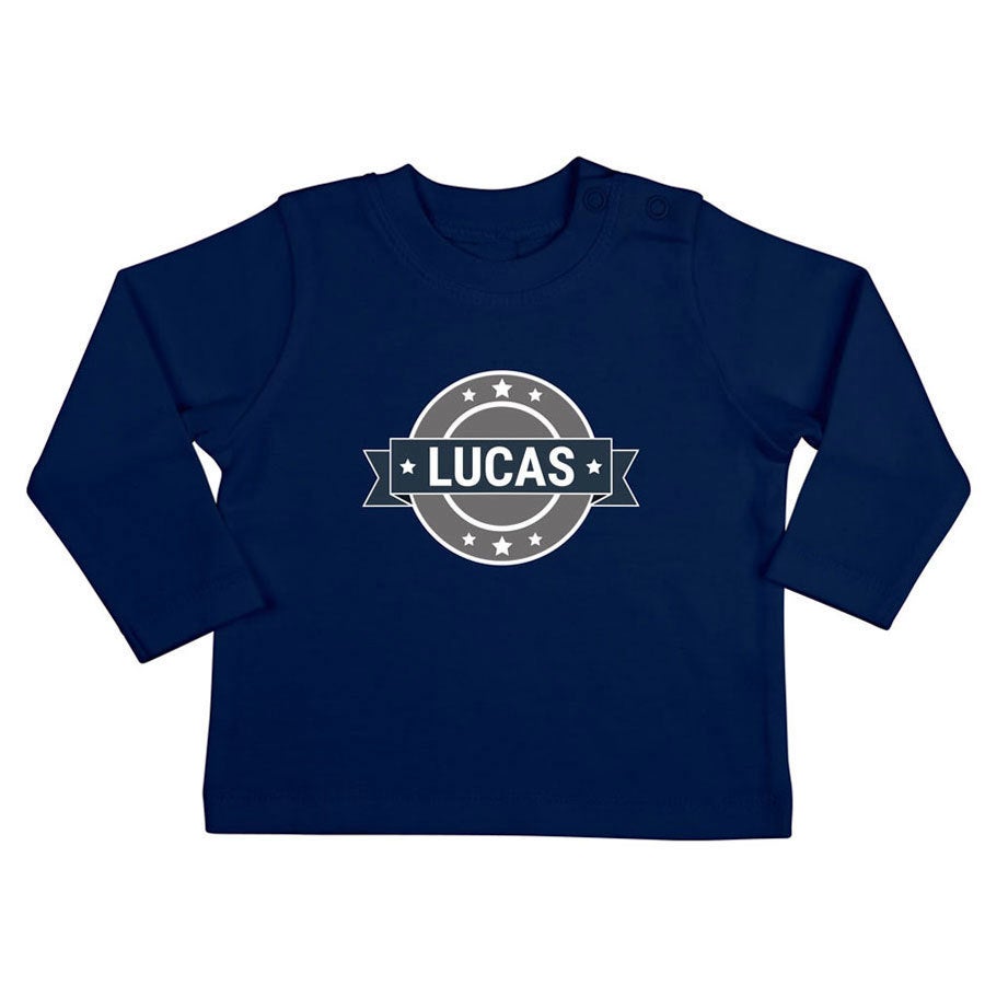 T-shirt dziecięcy z nadrukiem - długi rękaw - 62/68