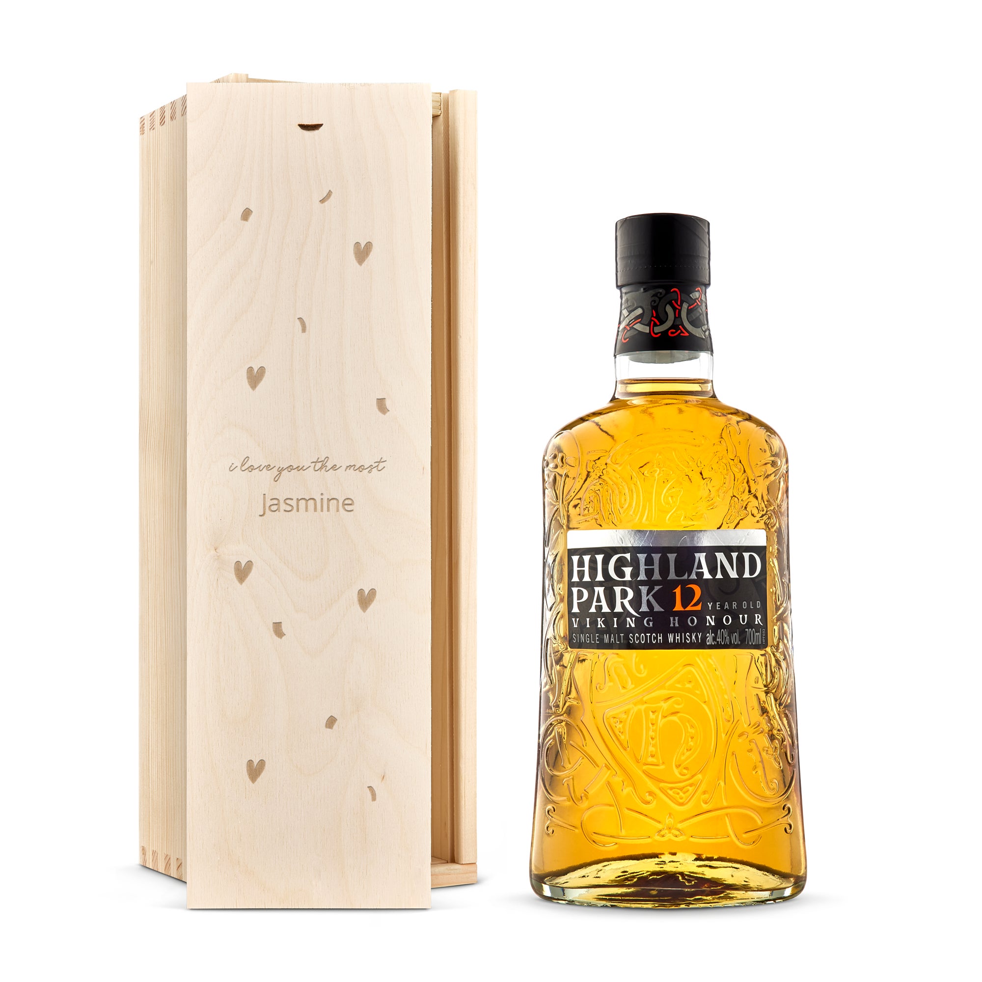 Personalised whiskey gift - Highland Park - 12 years - Engraved wooden case