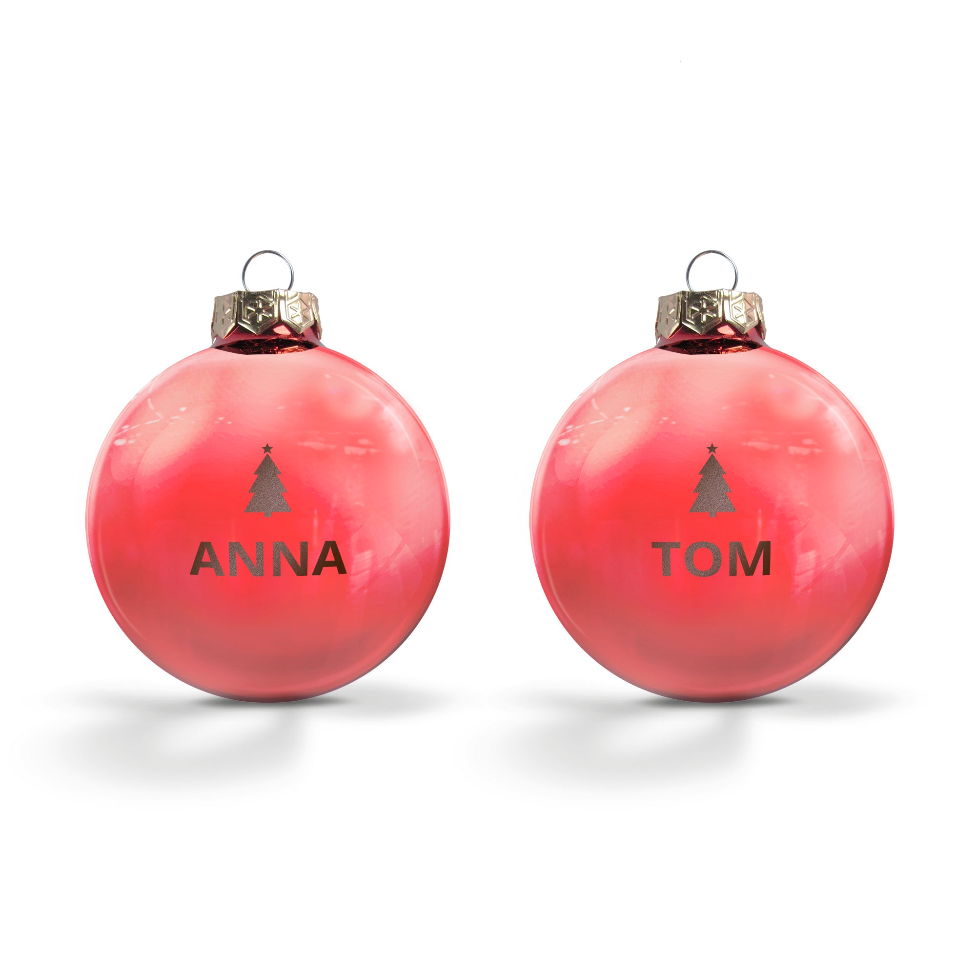 Personalised glass baubles - Red (2 pieces)