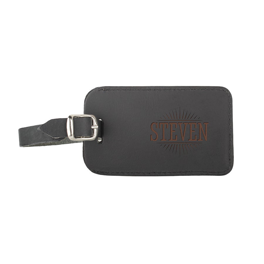 Leather luggage tag