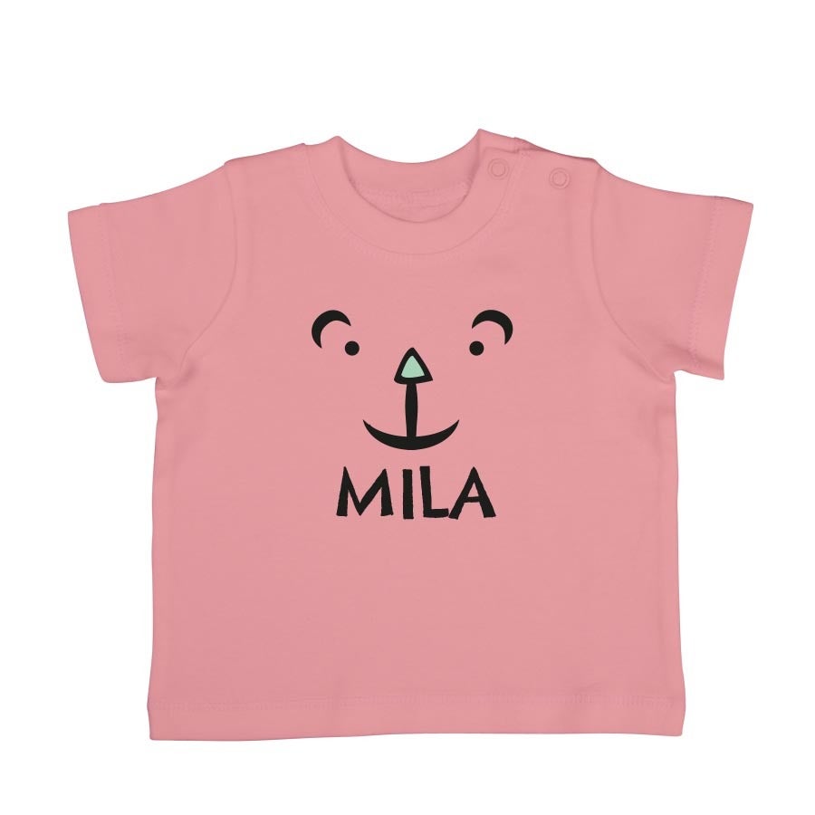 T-shirt bébé personnalisé - Manches courtes - Rose pâle - 62/68