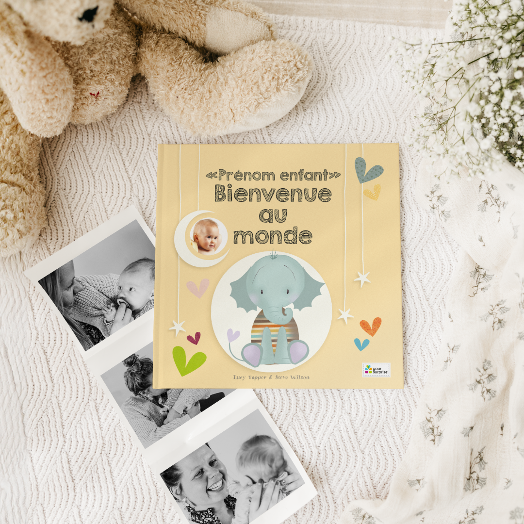 Livre naissance personnalisé Bienvenue au monde avec prénom et photo de bébé