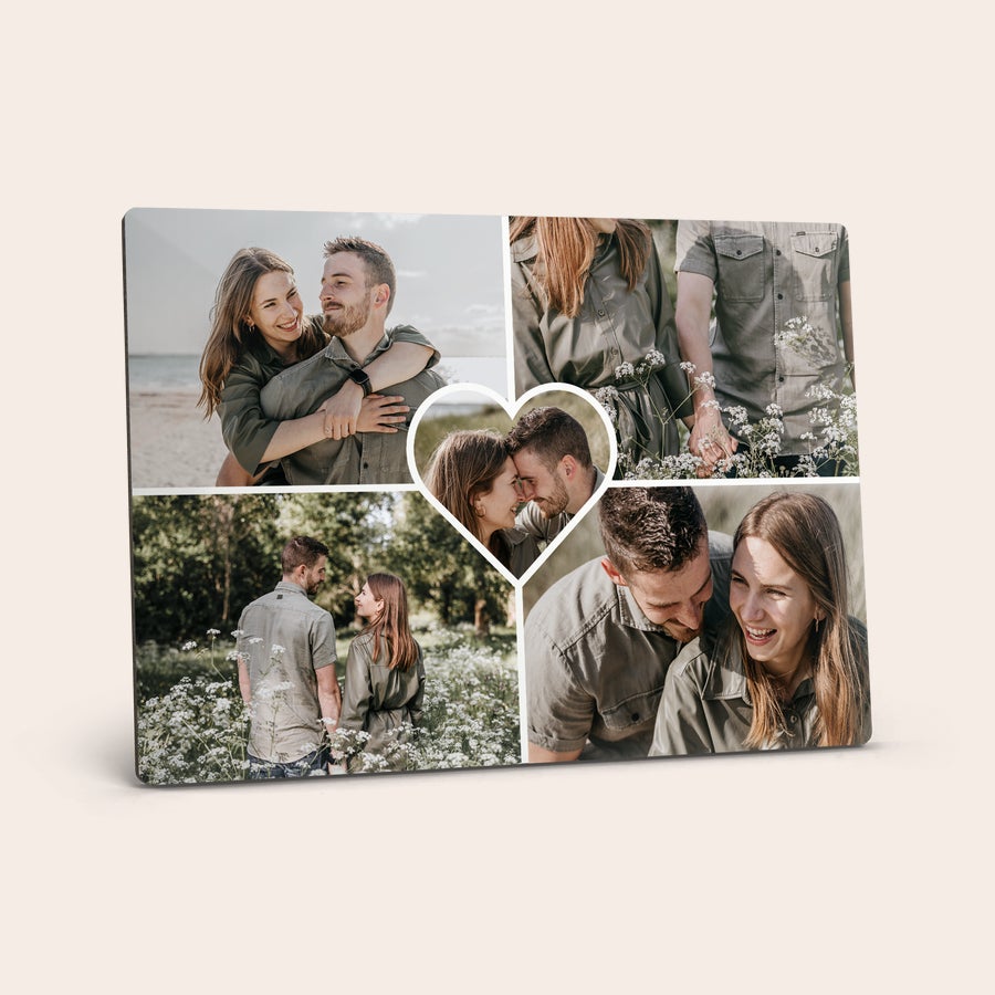 Stampa Fotografica con Supporto Supporto per foto hardboard con collage personalizzato di immagini di una coppia stampate in alta qualità