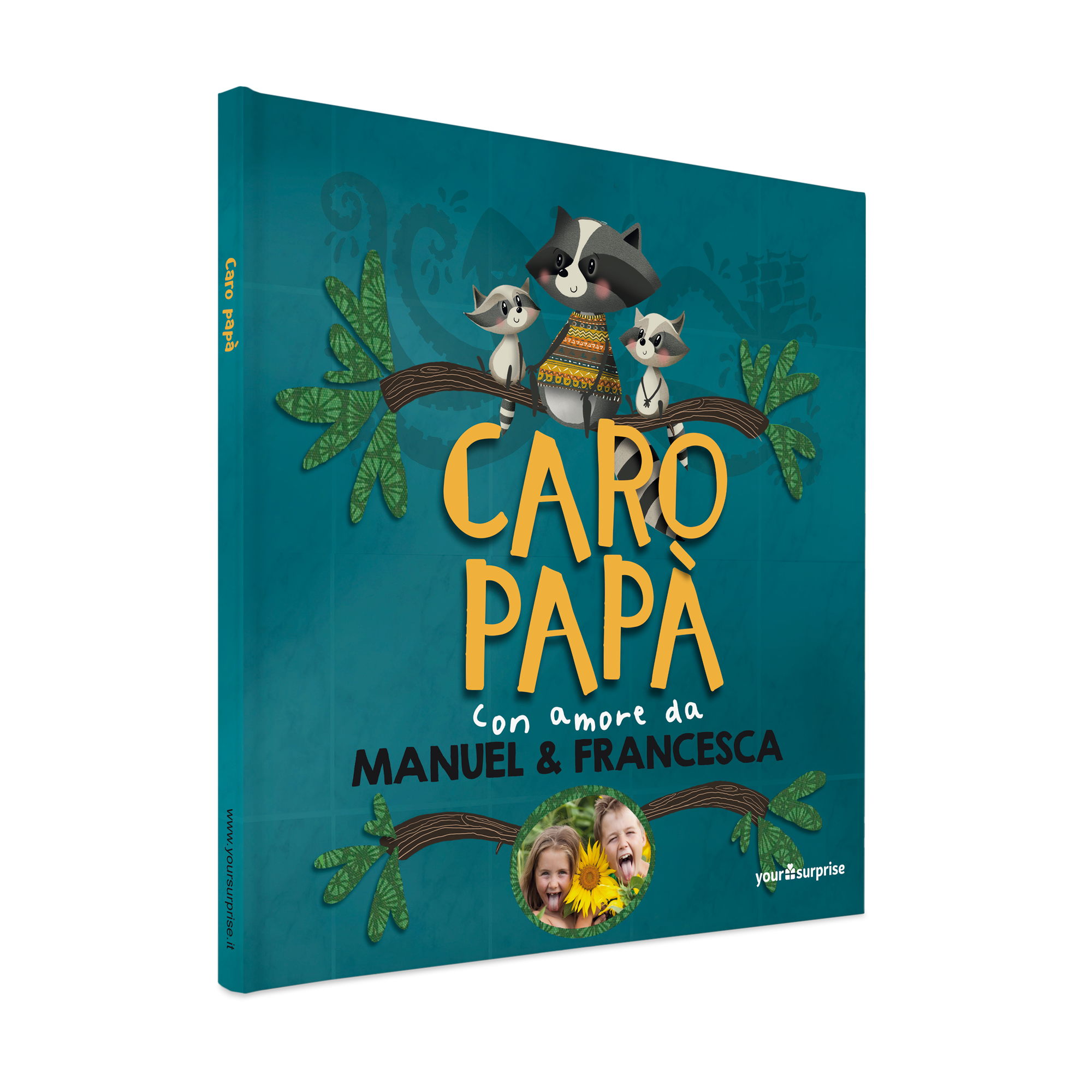 Libro personalizzato "Caro Papà" con foto e testo "Con amore da Manuel & Francesca", Racconta al Papà chi è il tuo Eroe!