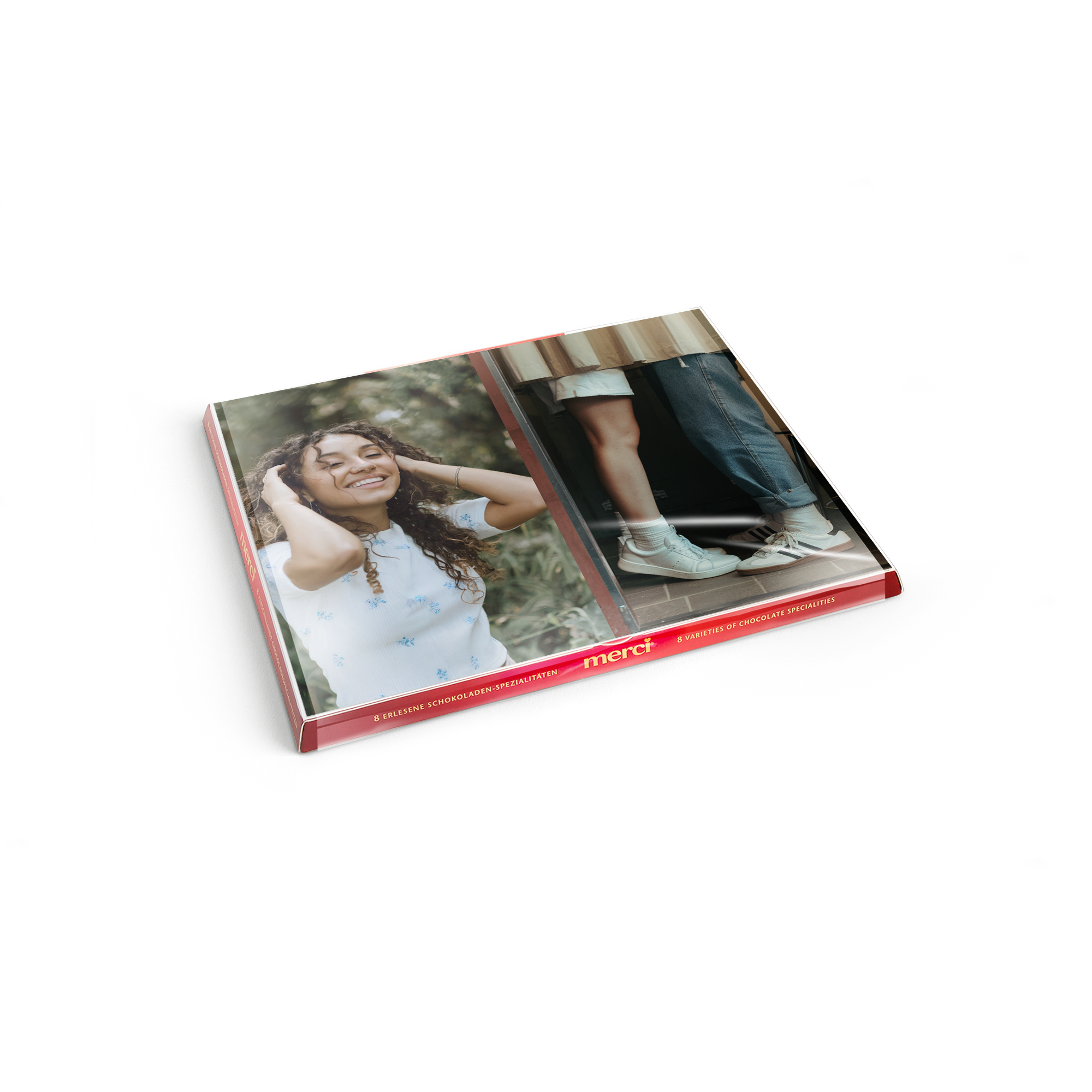 Merci Schokolade mit personalisierter Grußkarte 250 Gramm mit eigenem Foto als Aufdruck
