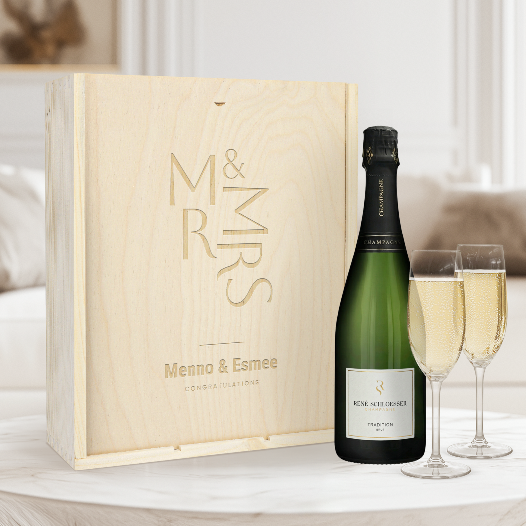 Personalised Wine - Rene Schloesser gift set with glasses