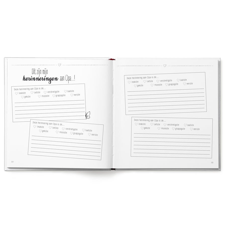 Boek "Lieve Opa, omdat ik je zo mis" met naam