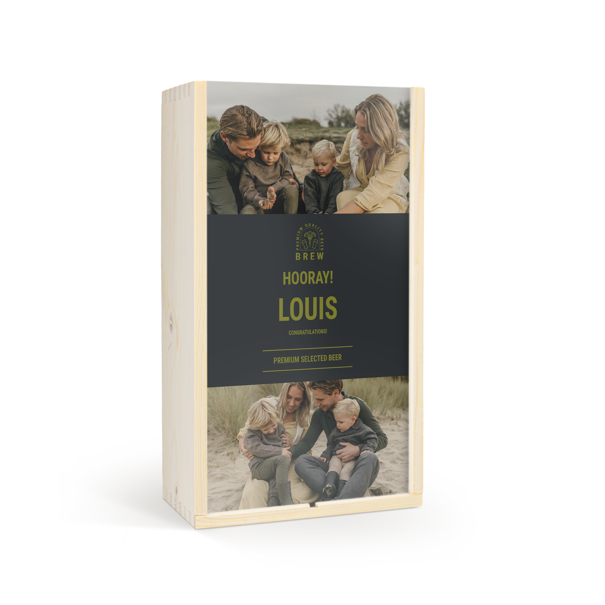 Cofanetto di legno personalizzabile con foto e nome Louis, ideale per la Festa del Papà