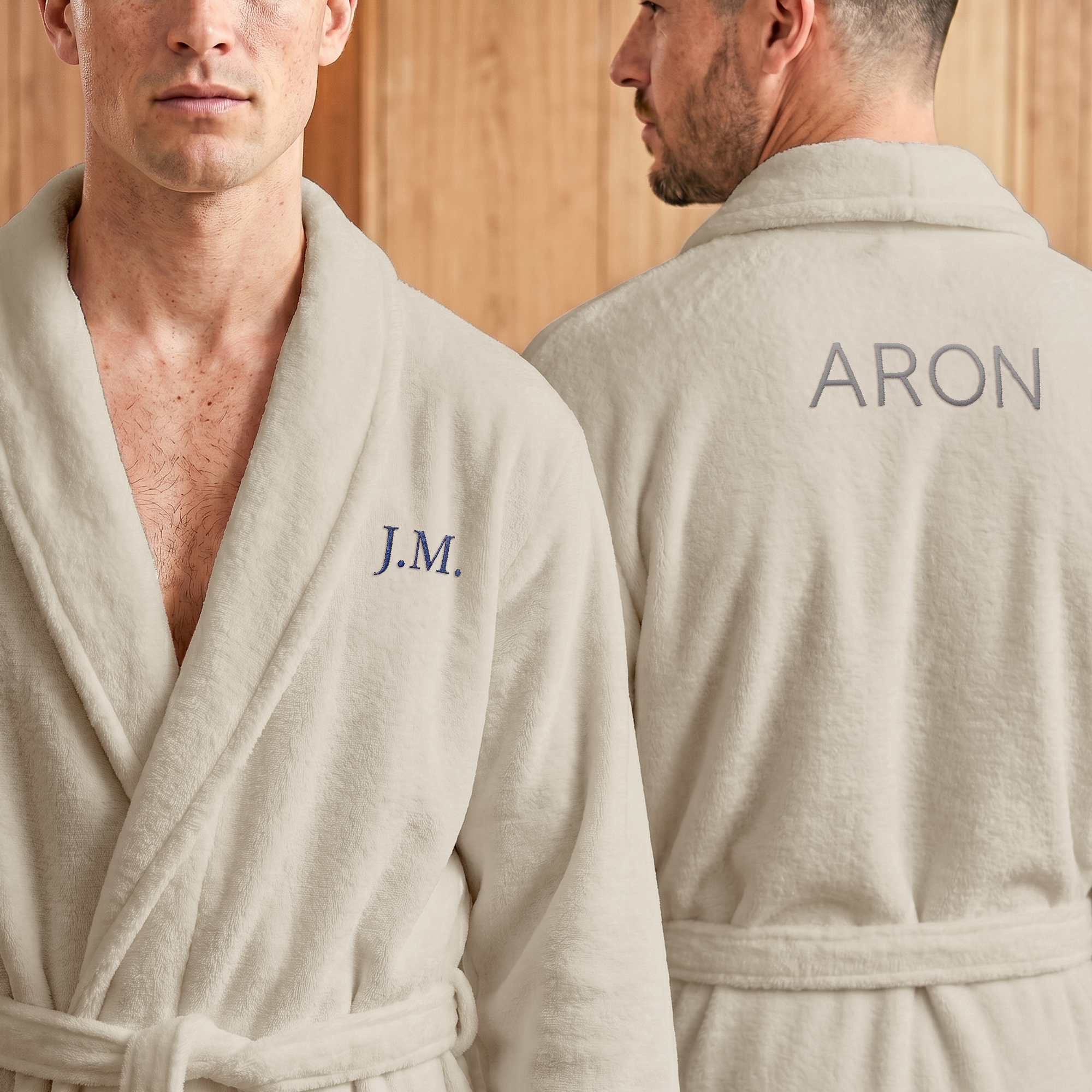 Fleece badjas heren met naam