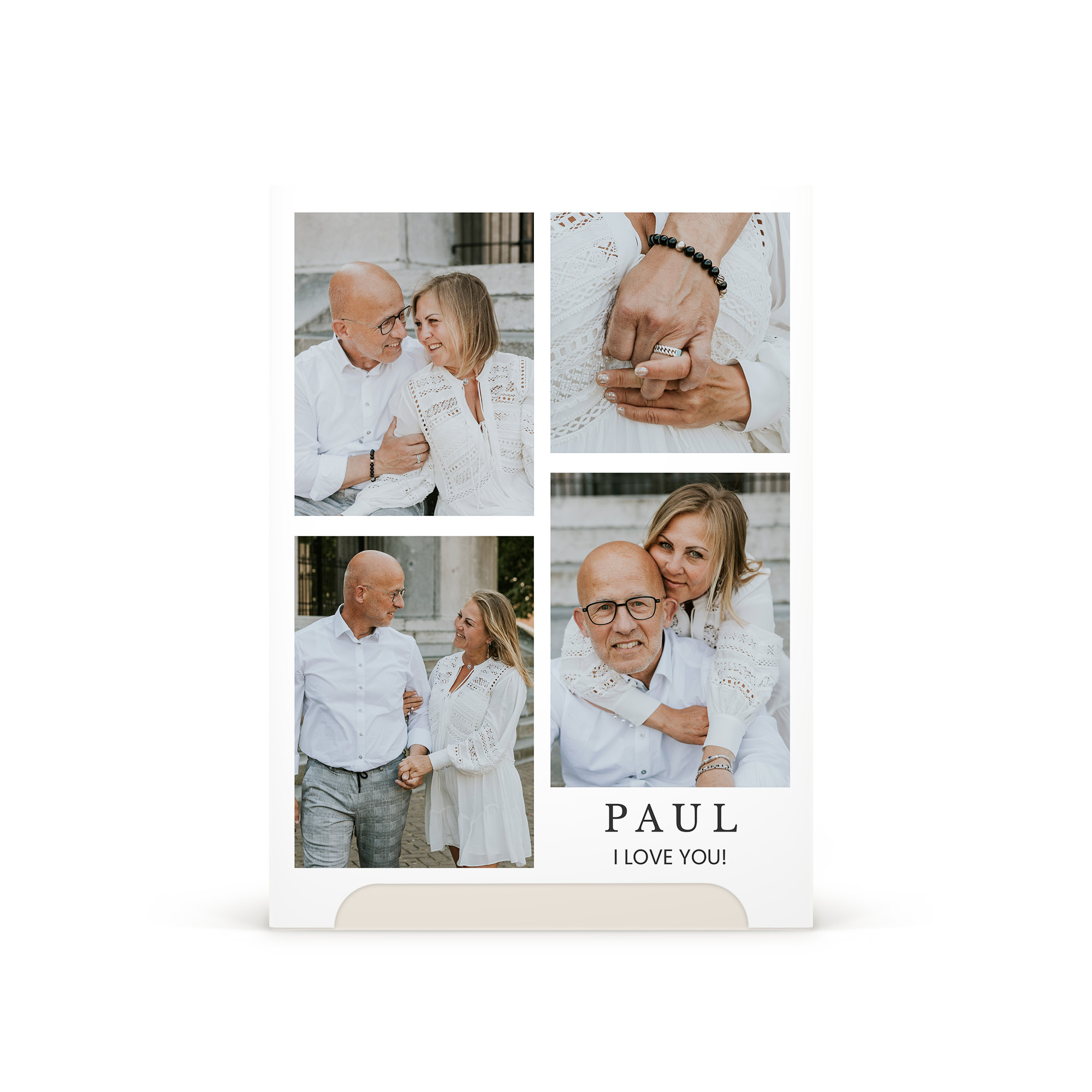 Cutie cadou Bonne Maman personalizată cu colaj foto și text PAUL I LOVE YOU, pentru o surpriză delicioasă.