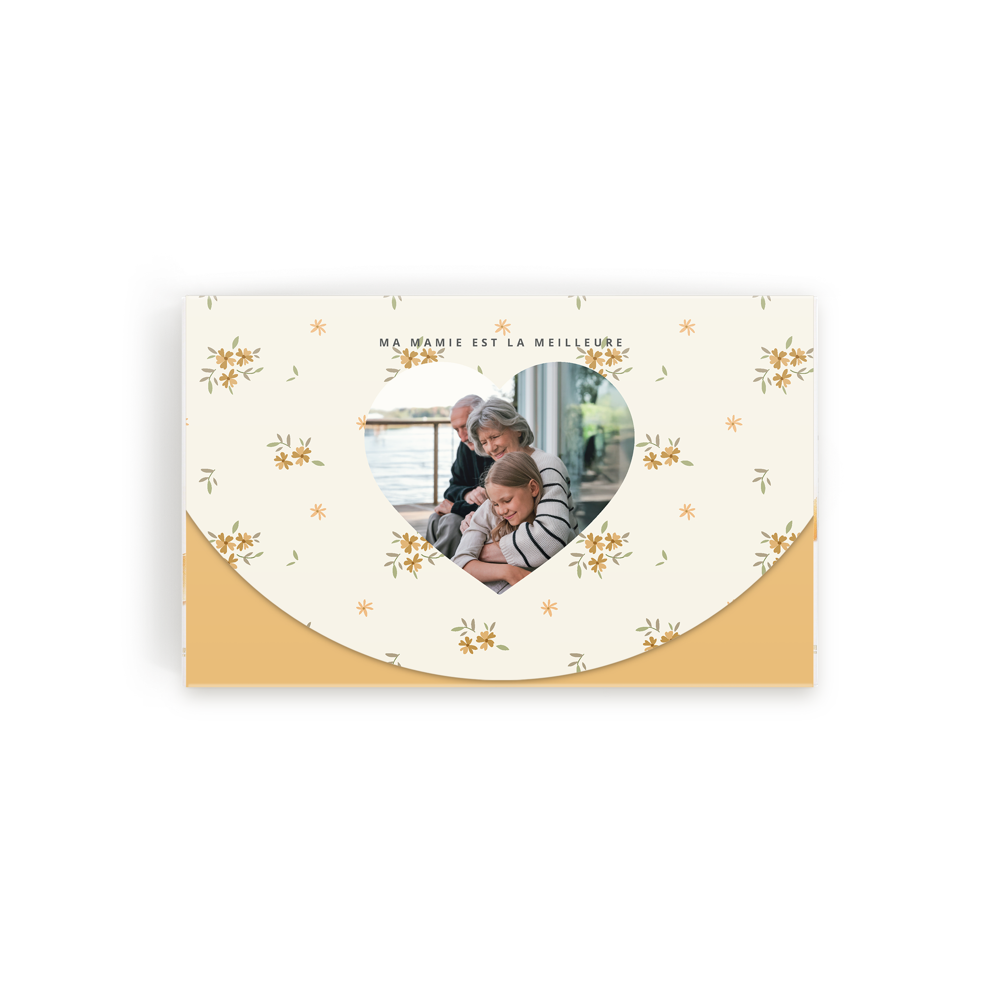 Coffret de chocolats personnalisé avec photo imprimée dune grand-mère et sa petite-fille, message Ma mamie est la meilleure