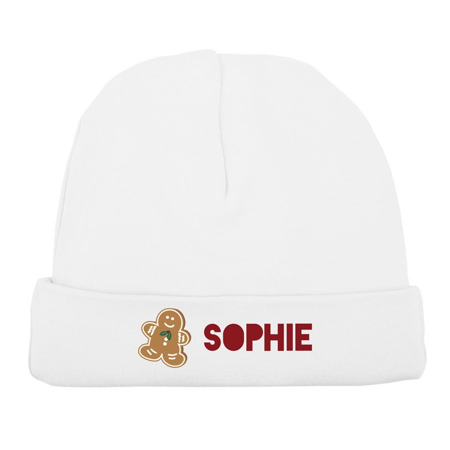 Gorro de bebé personalizado - Primera Navidad - Blanco Gorro de bebé personalizado - Primera Navidad - Blanco