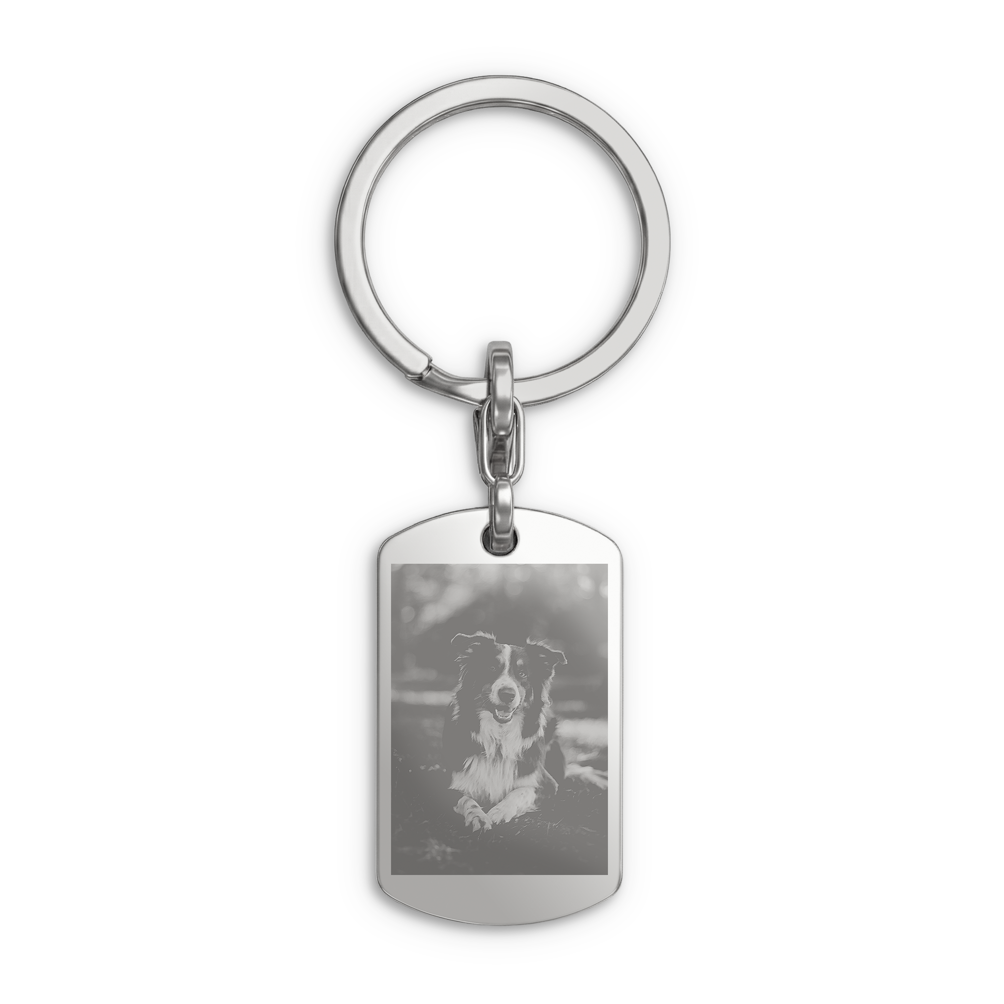 Personalizovaný prívesok na kľúče s fotkou - Dog tag - Strieborný