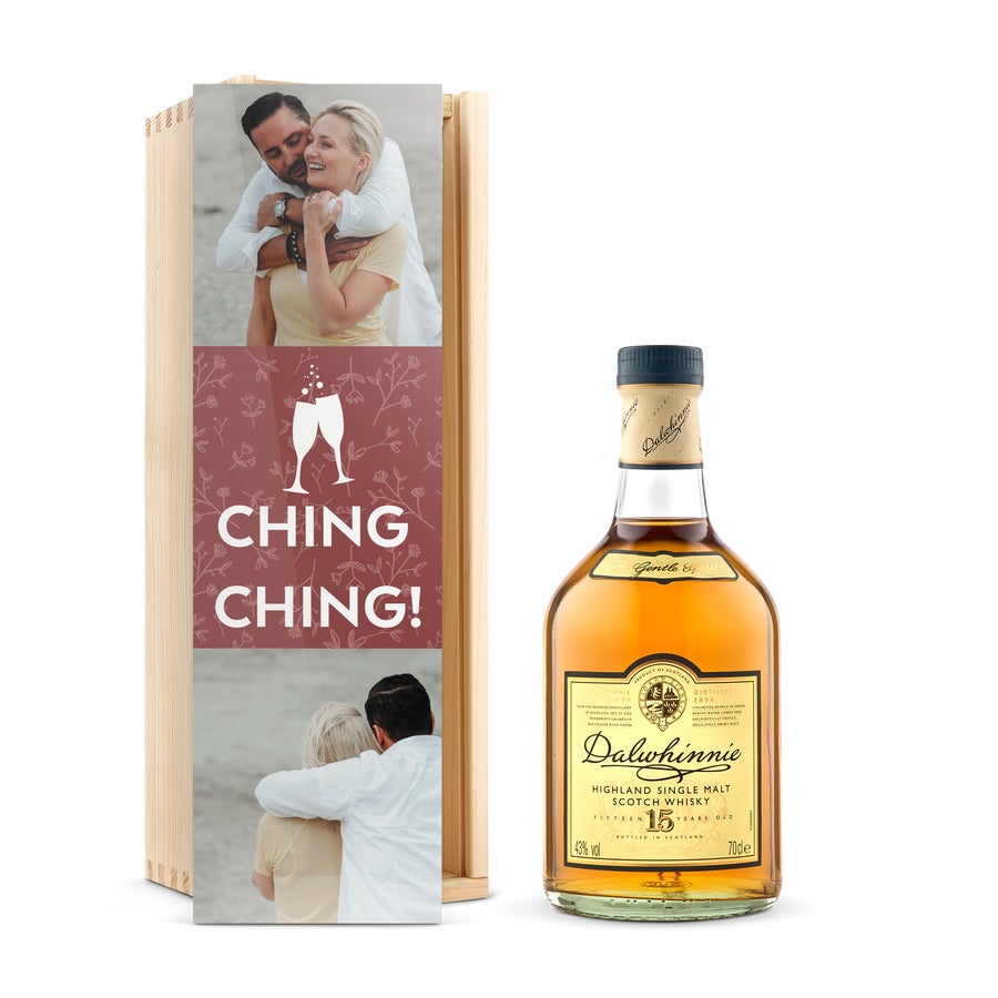 Dalwhinnie 15 Years whisky in kist personaliseren Dalwhinnie 15 Years whisky in kist personaliseren