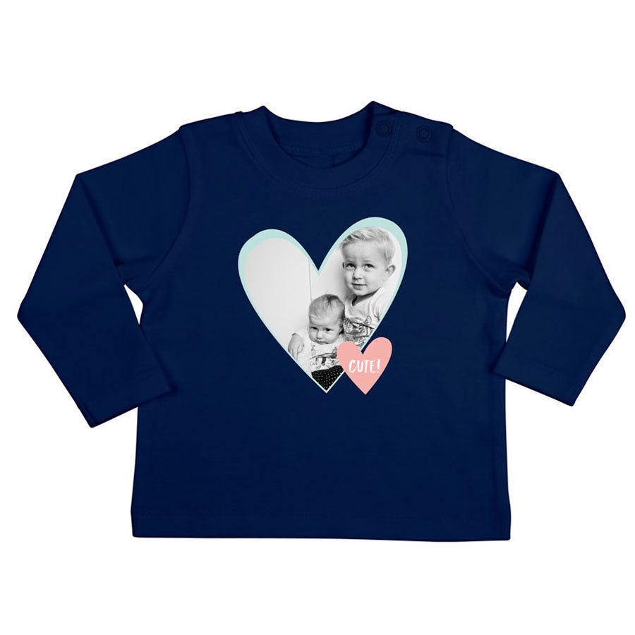Babyskjorta med tryck - Långärmad - Navy - 62/68