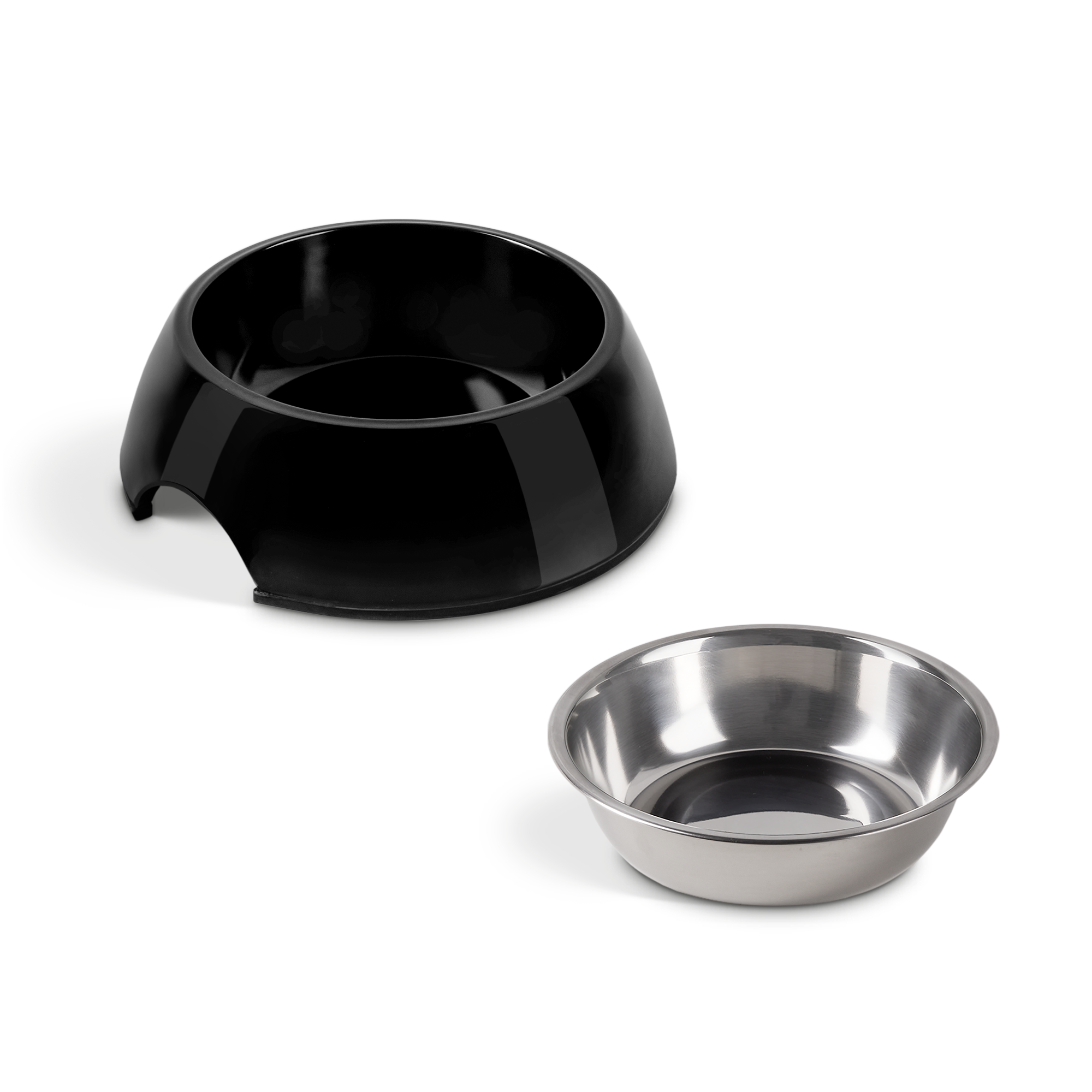 Gamelle personnalisée pour chien - Noir - 160 ml, en plastique noir avec bol en acier inoxydable amovible