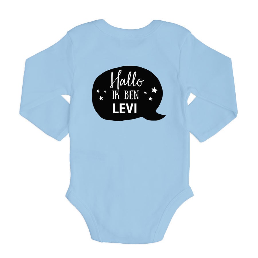 Romper bedrukken - Lange mouw - Babyblauw - 62/68