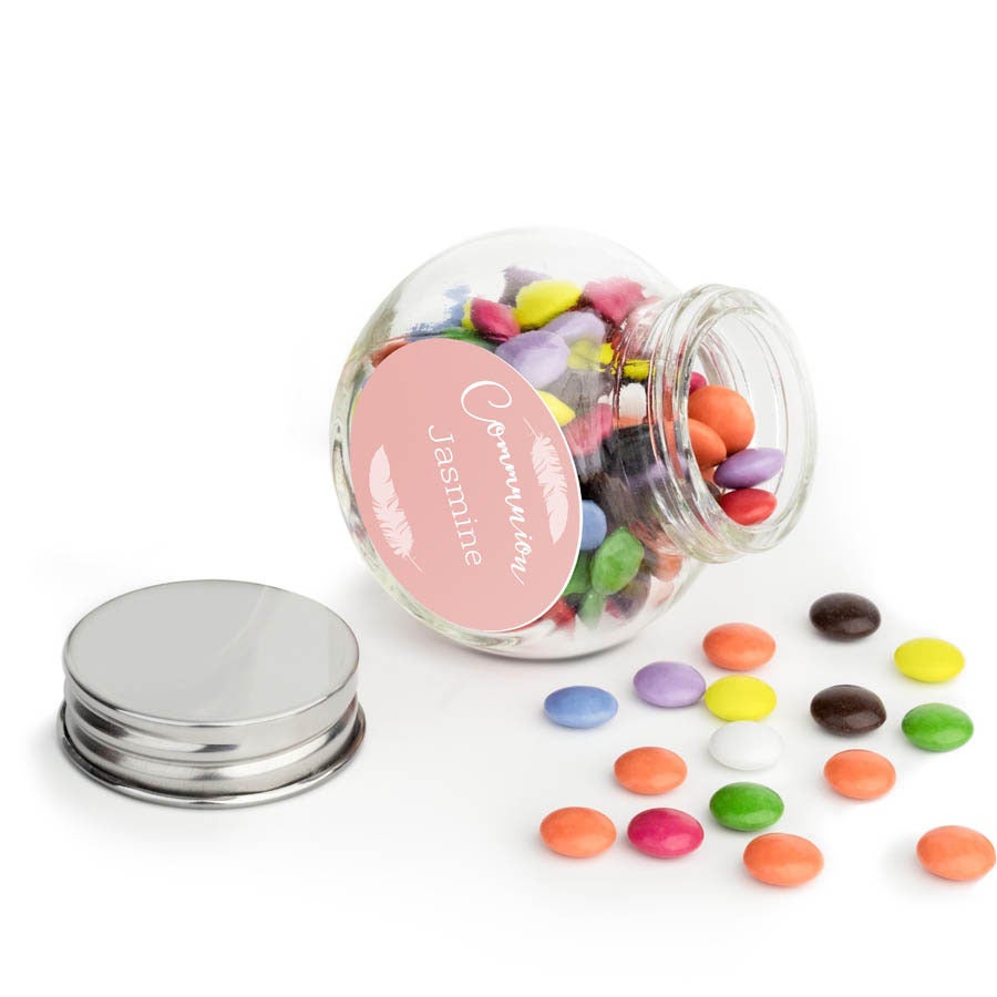 Personalised Mini Glass Jar Favours with Chocolates