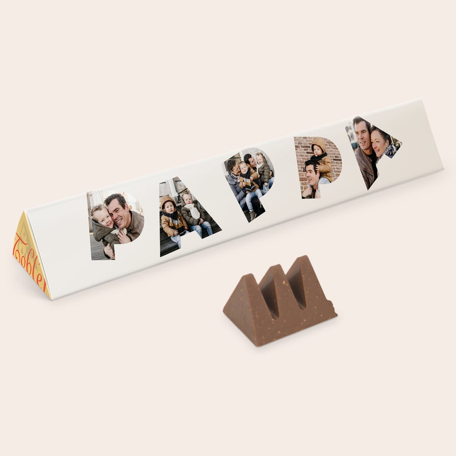 Toblerone XXL personnalisé Toblerone personnalisé XXL imprimé avec des photos dans les lettres du mot PAPPI