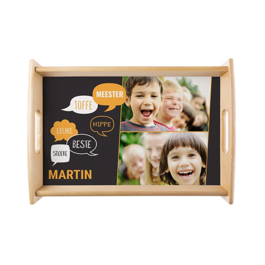 Juf / Meester dienblad bedrukken - Beige Juf / Meester dienblad bedrukken - Beige