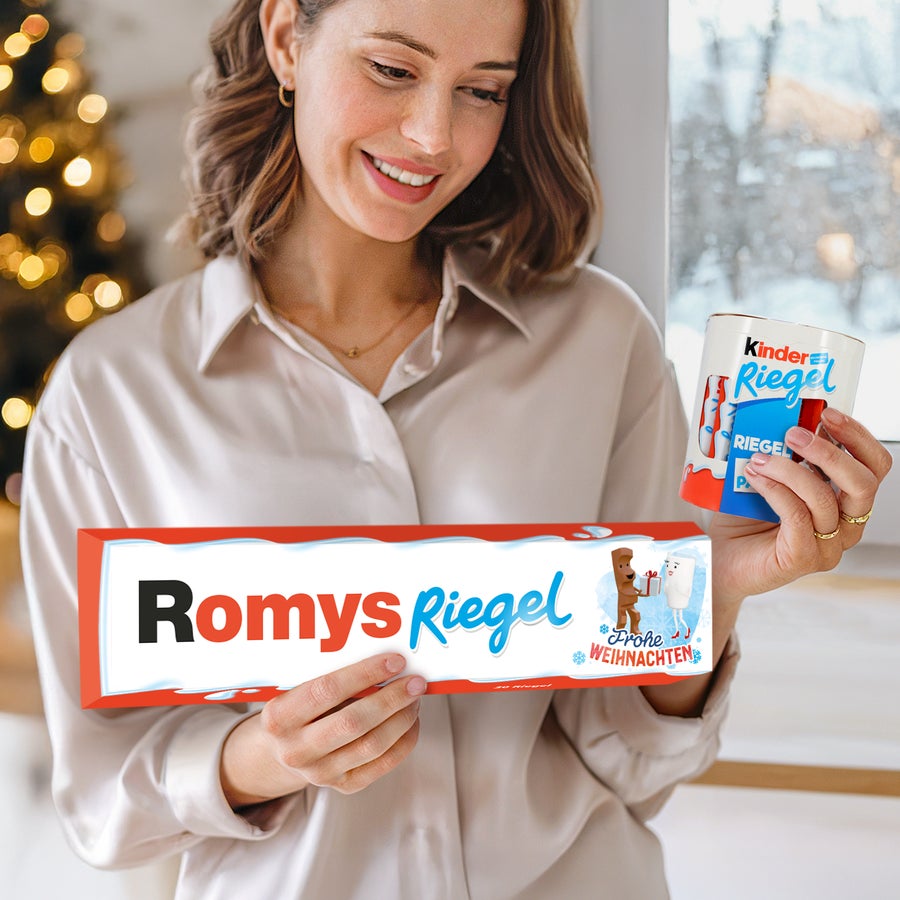 Personalisierte XXL-kinder Riegel XXL Kinder Riegel Personalisiert mit dem Namen Romys Riegel und Frohe Weihnachten auf der Verpackung bedruckt