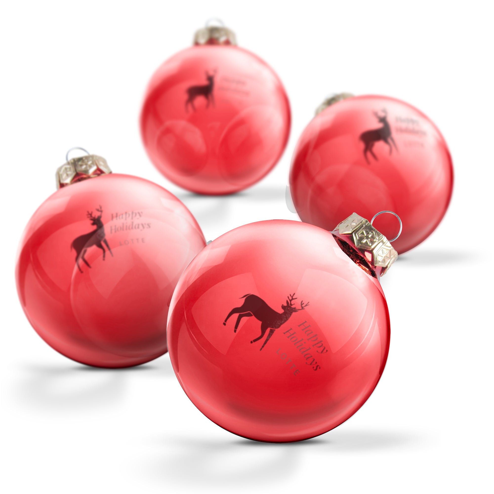 Glazen kerstbal met naam - Rood (4 stuks) Glazen kerstbal met naam - Rood (4 stuks)