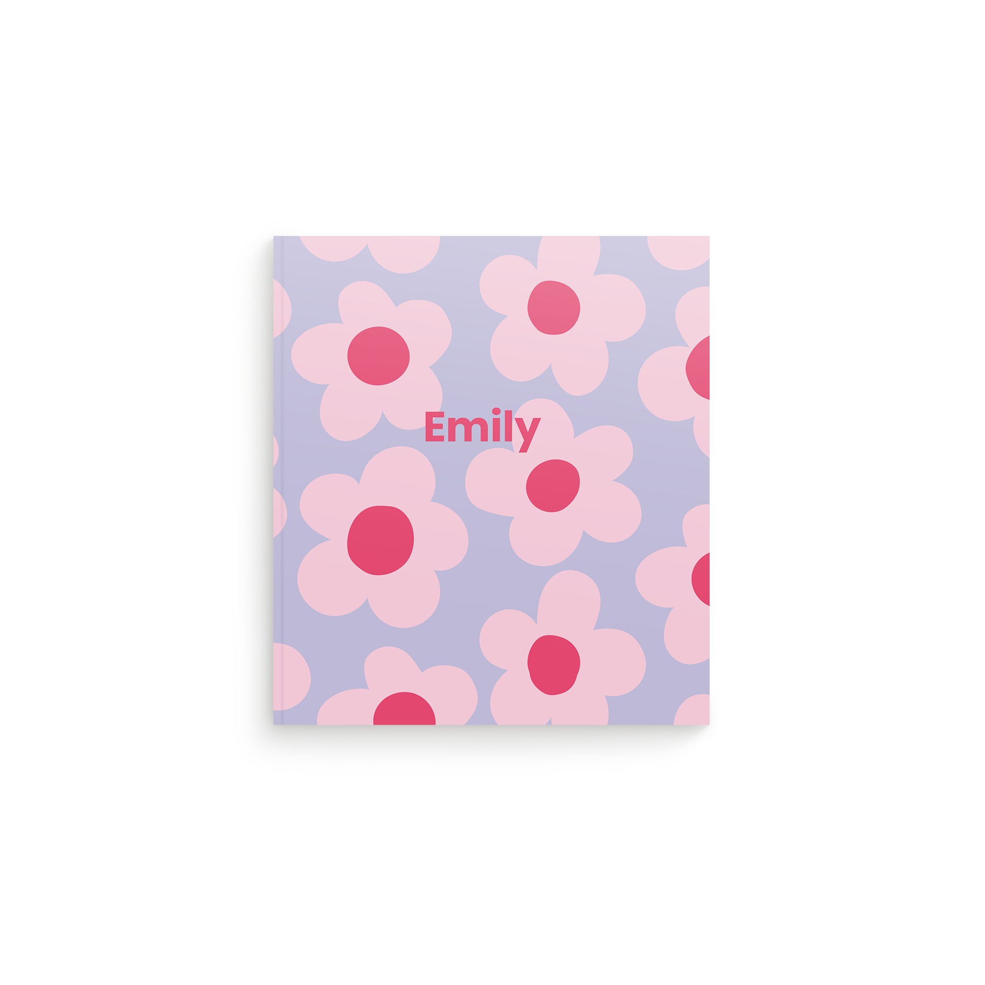 Personalised notebook - Softcover with pink flower pattern and printed name Emily