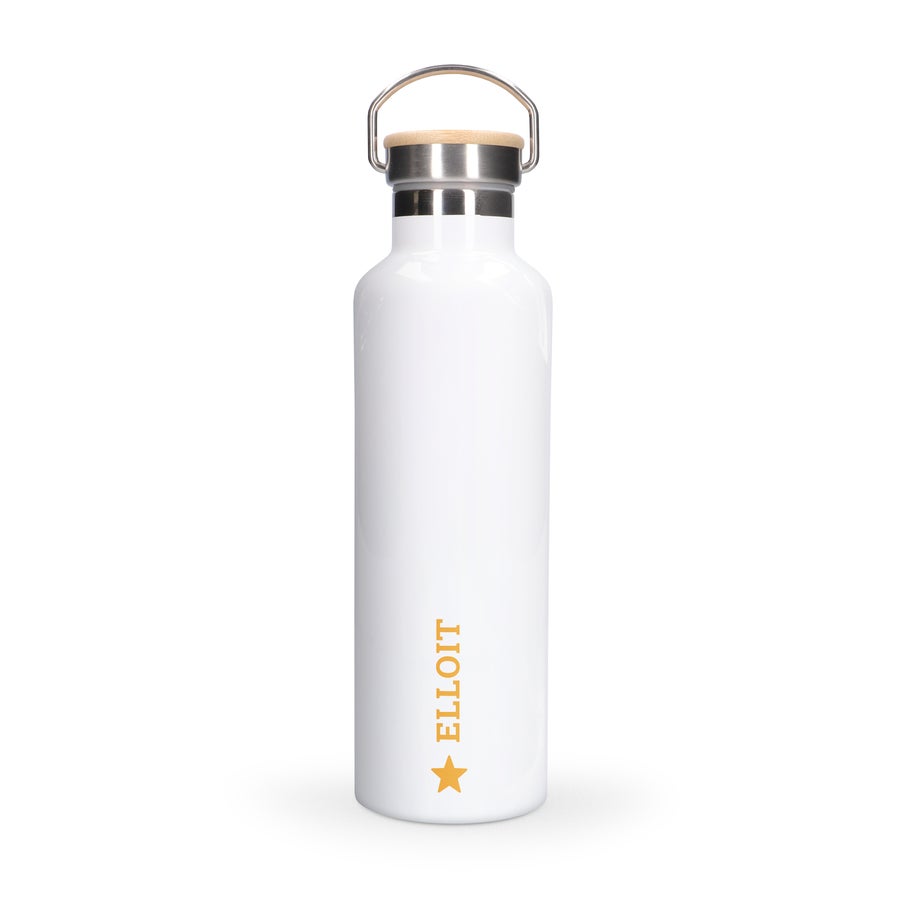 Personalised gym bottle with bamboo lid Personalised gym bottle with bamboo lid