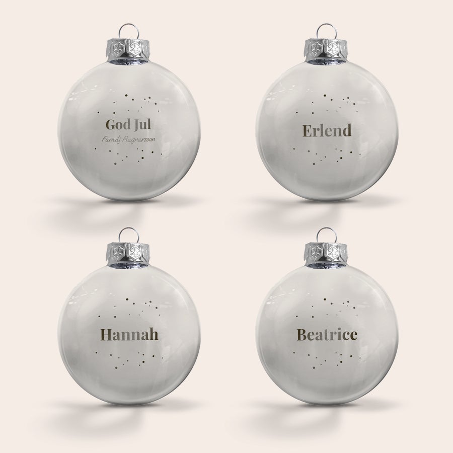 Glasjulkulor med namn Glasjulkulor med namn