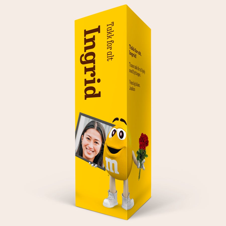 Personlig M&M's gaveeske Personlig M&M's-gaveeske trykt med bilde av kvinne, navn