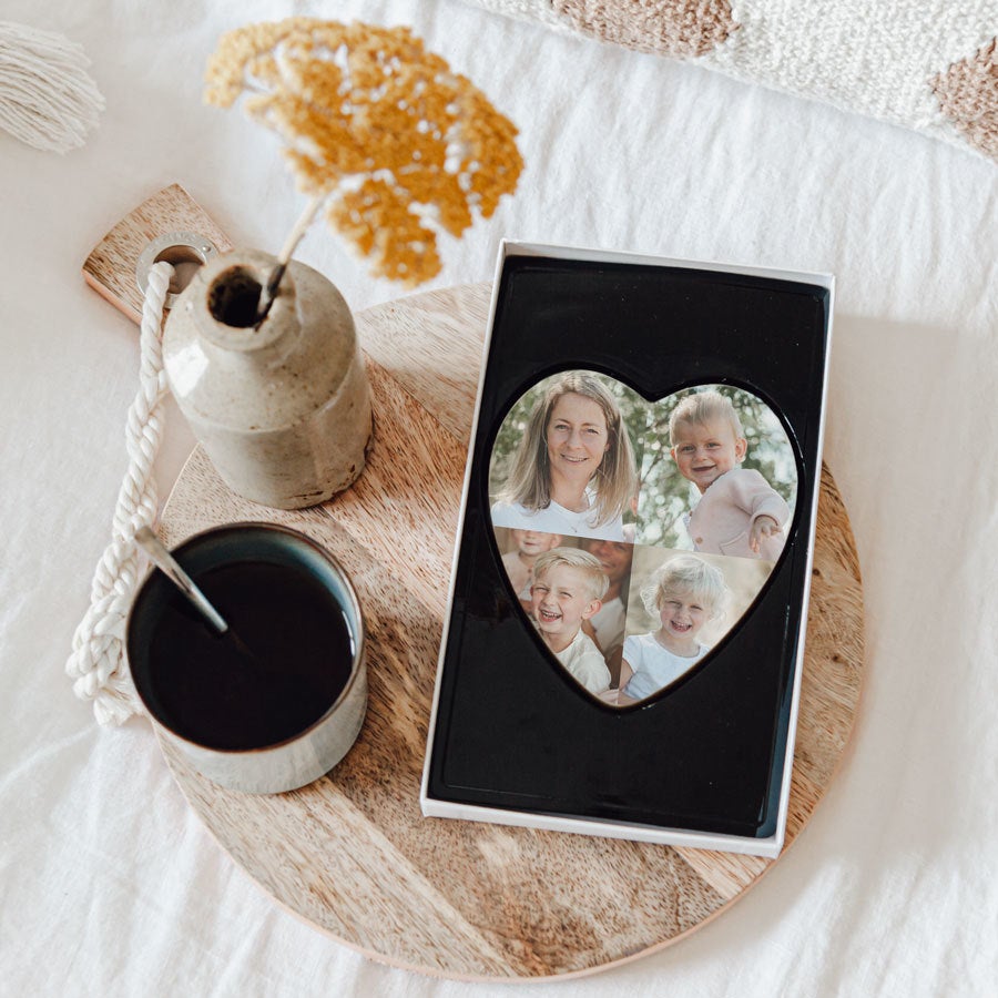 Coeur en chocolat personnalisé avec photo Coeur en chocolat personnalisé avec photo