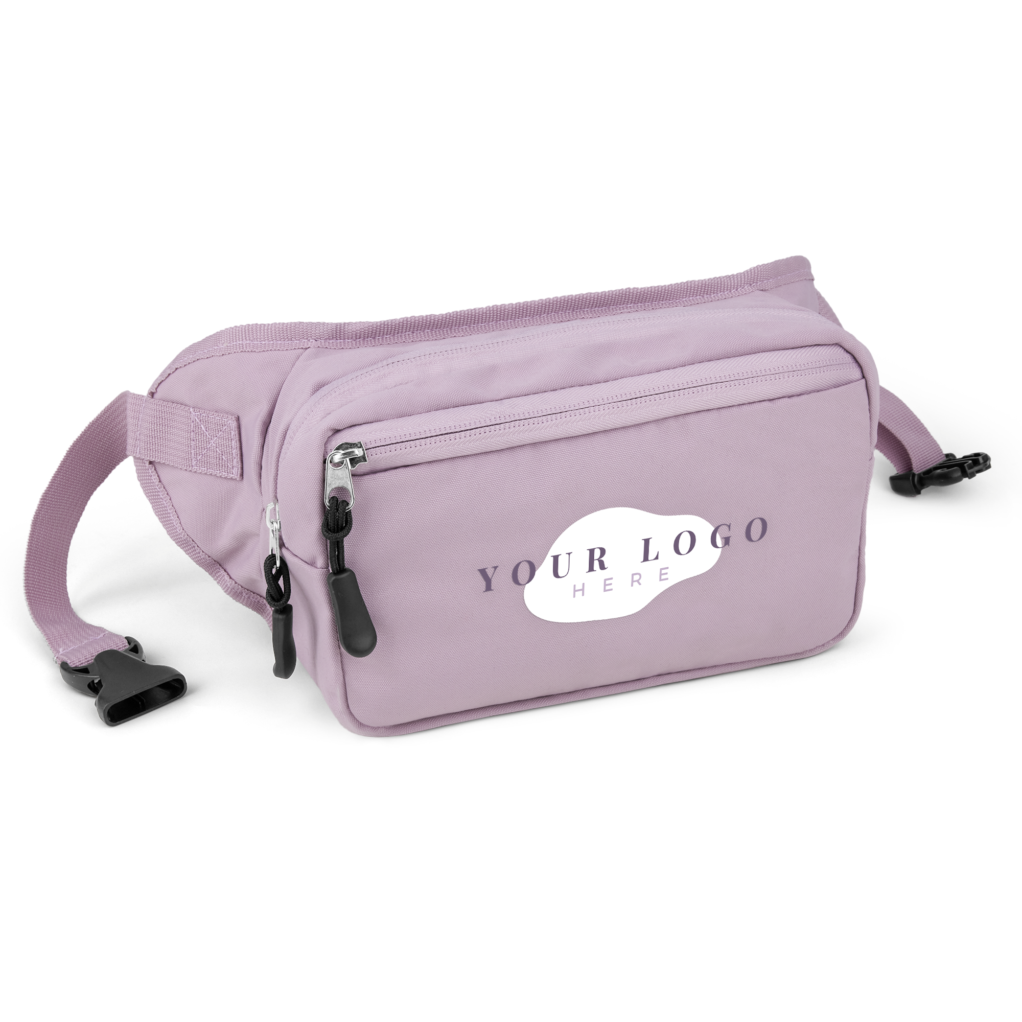 Marsupio personalizzato lilla con logo stampato, ideale per tenere i tuoi oggetti essenziali a portata di mano