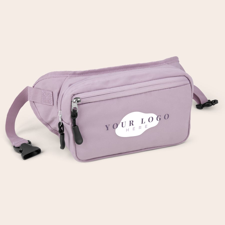 Marsupio personalizzato Marsupio personalizzato lilla con logo stampato, ideale per tenere i tuoi oggetti essenziali a portata di mano