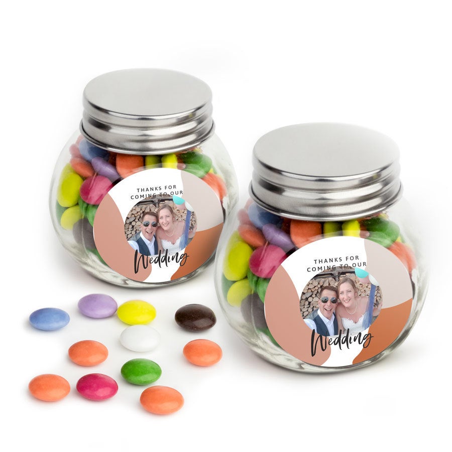 Personalised Mini Glass Jar Favours with Chocolates