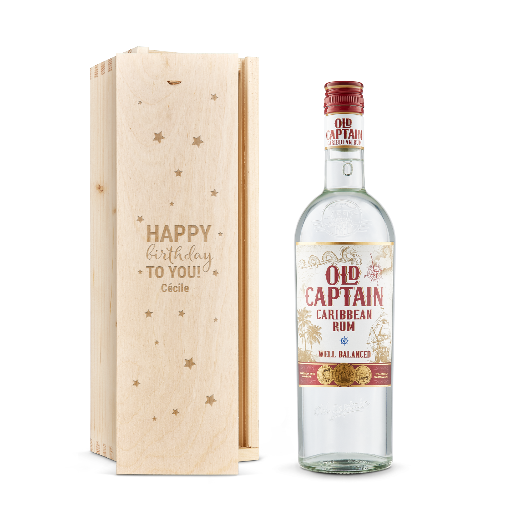 Rhum - Old Captain Blanc - coffret gravé