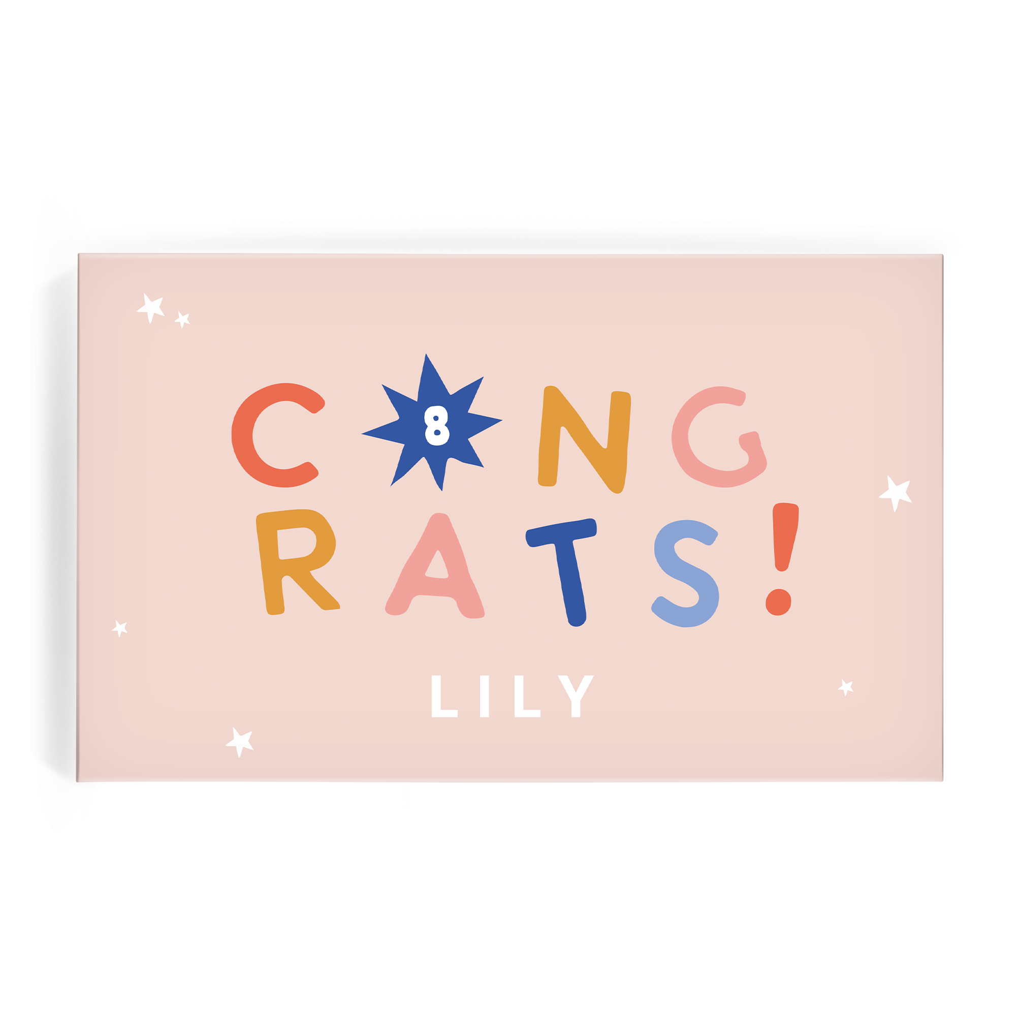 Caixa de presente Marte personalizada com a frase CONGRATS e nome LILY impressos