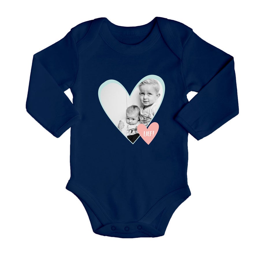 Romper bedrukken - Lange mouw - Navy - 62/68