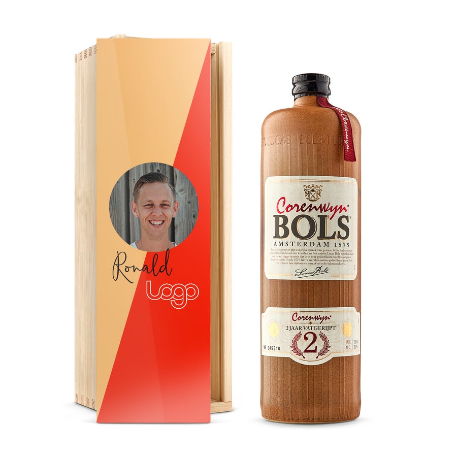 Personalised Bols Corenwijn Liqueur Gift - Wooden Case
