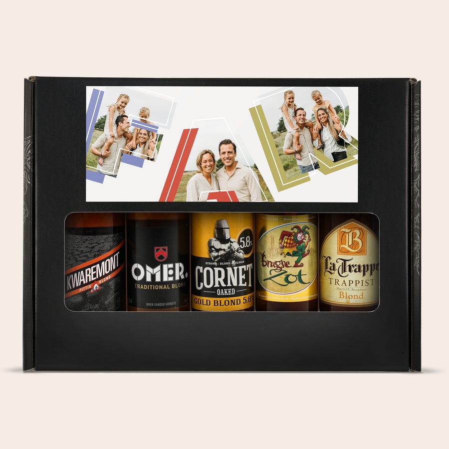 Øl gaveæske med personlig hilsen og billede - Fars Dag Øl gaveæske med personlig hilsen og billede - Fars Dag